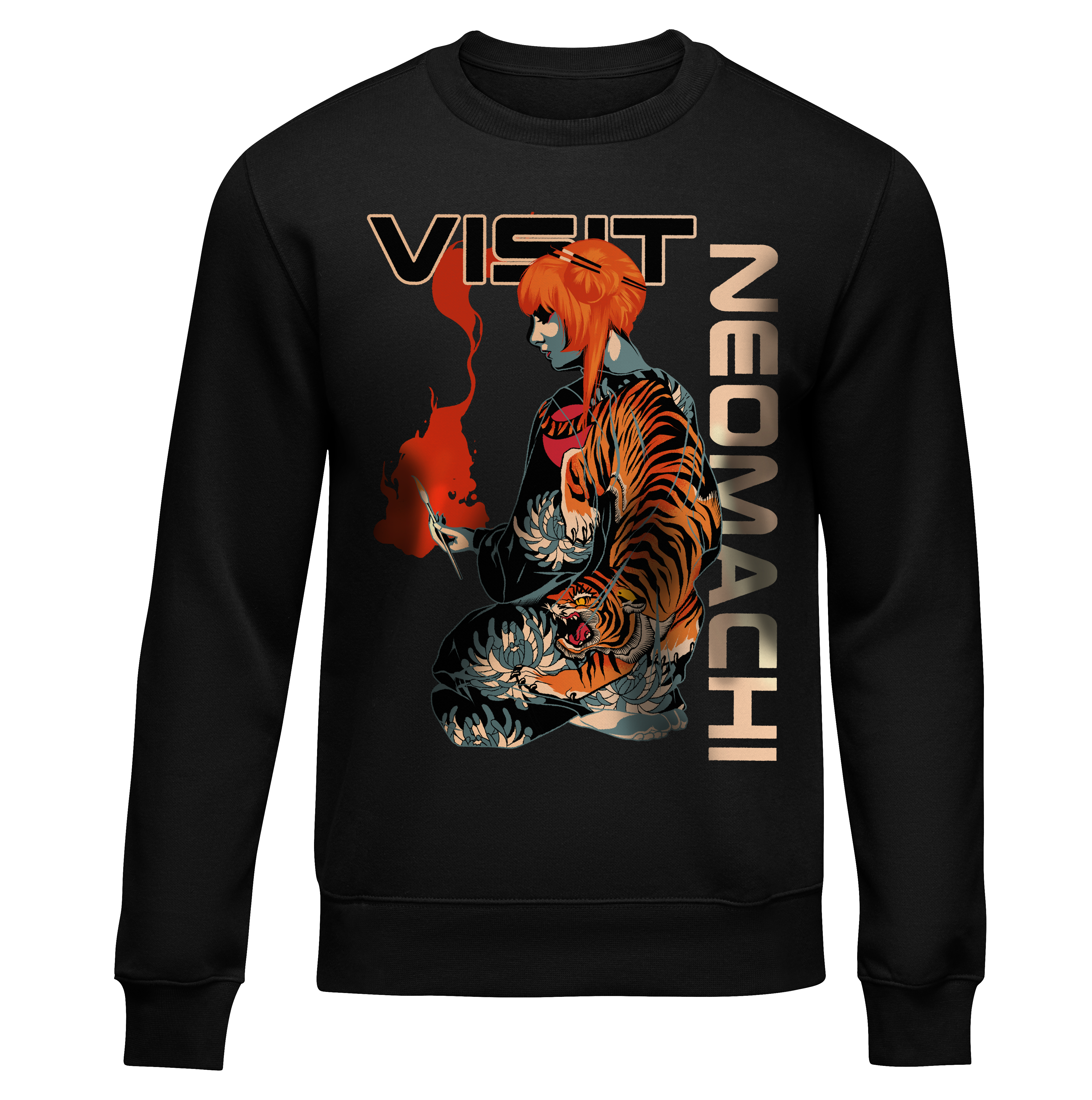 Hageshī Sweater - Black - Front - cyberpunk sweaters - Neomachi