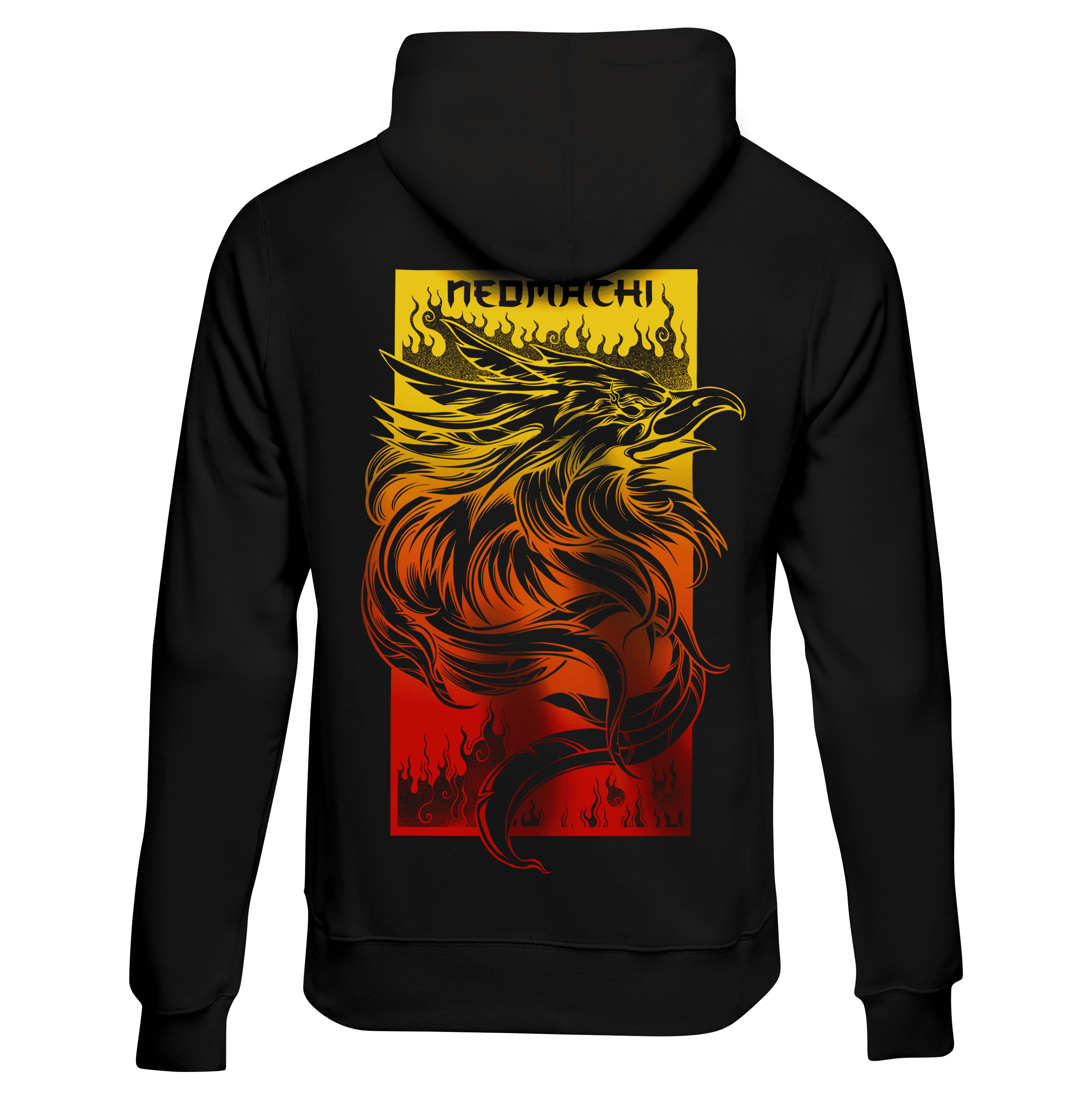 Hinotori Hoodie - Black - Back - cyberpunk Hoodie - Neomachi