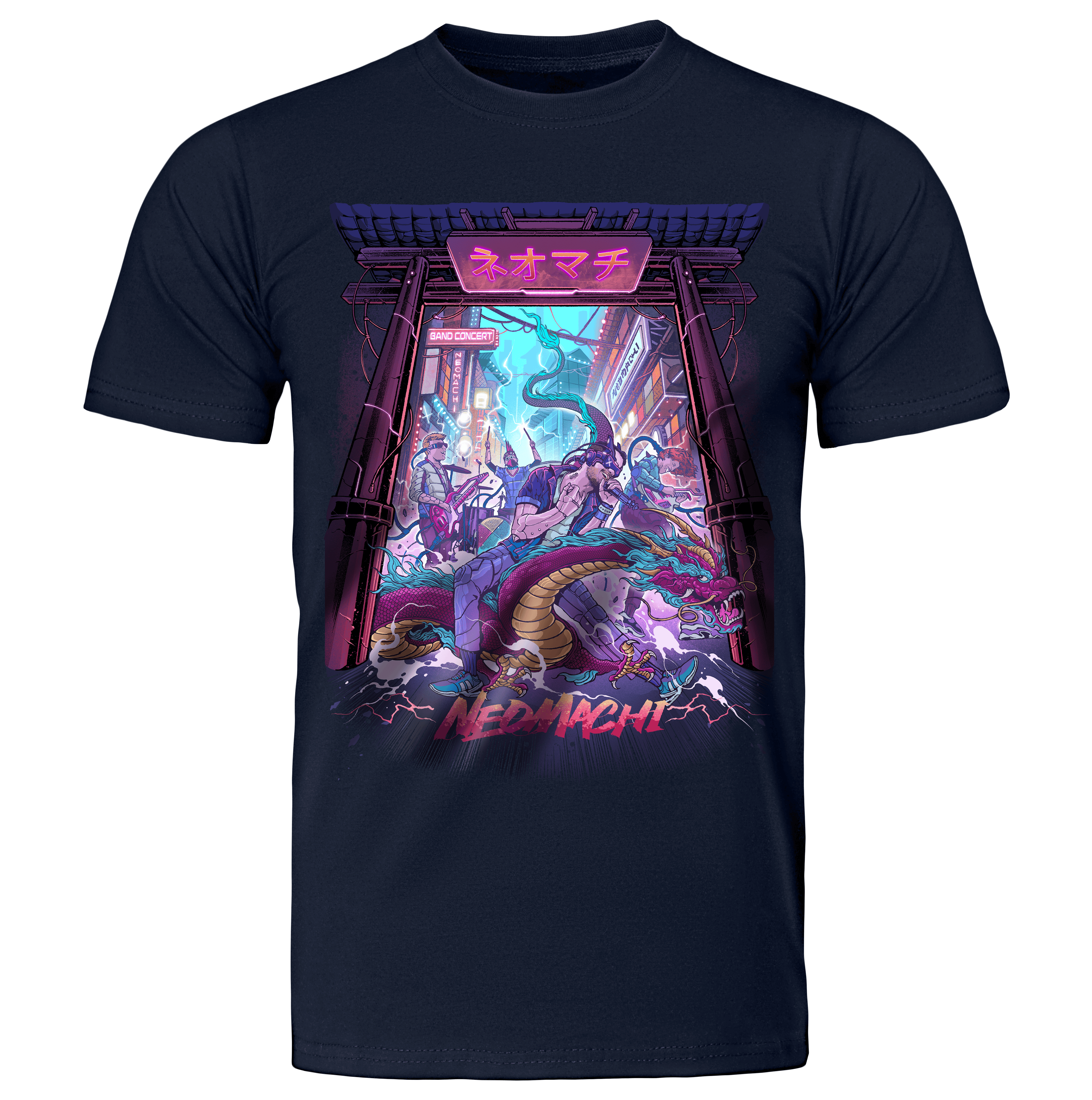 ONGAKU - T-shirt - Blue - Front - cyberpunk t-shirt - Neomachi