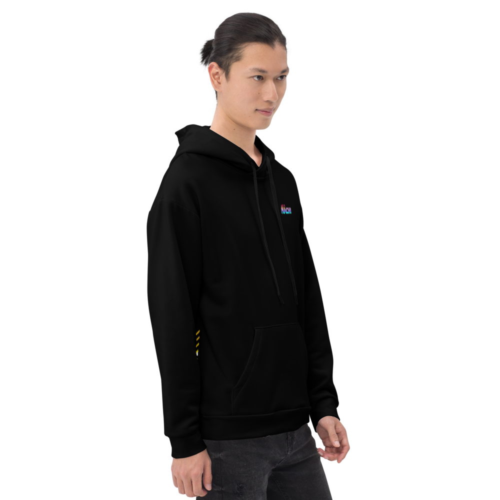 Debido hoodie - Black - Model Side 2 - cyberpunk sweaters - Neomachi