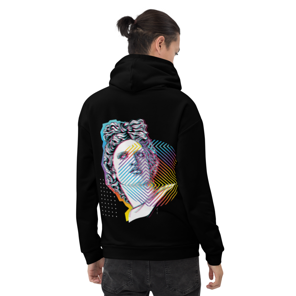 Debido hoodie - Black - Model Back - cyberpunk sweaters - Neomachi