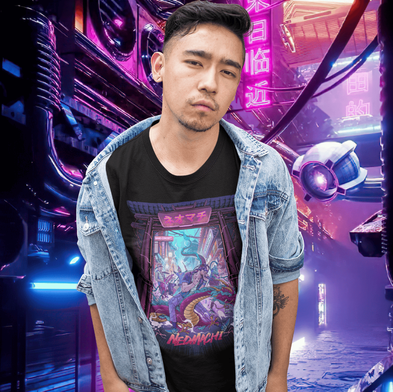 ONGAKU: T-SHIRT-T-SHIRT-NEOMACHI-CYBERPUNK