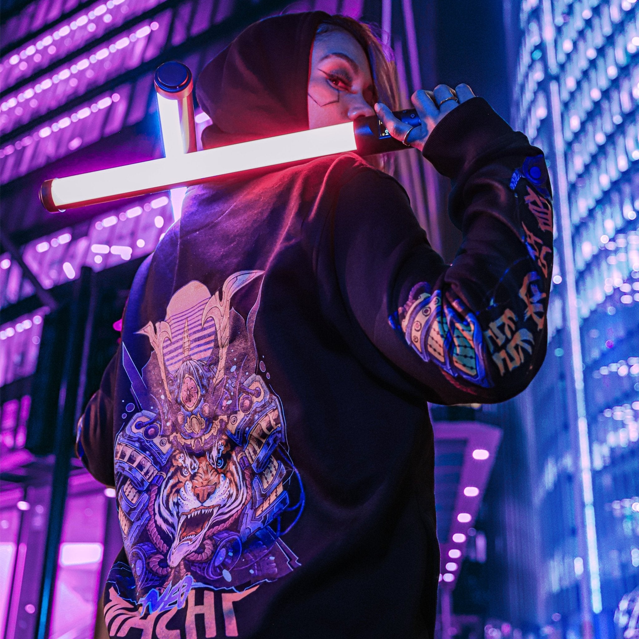 SAMURAITAIGĀ: HOODIE - NEOMACHI - Cyberpunk - Techwear - Gaming