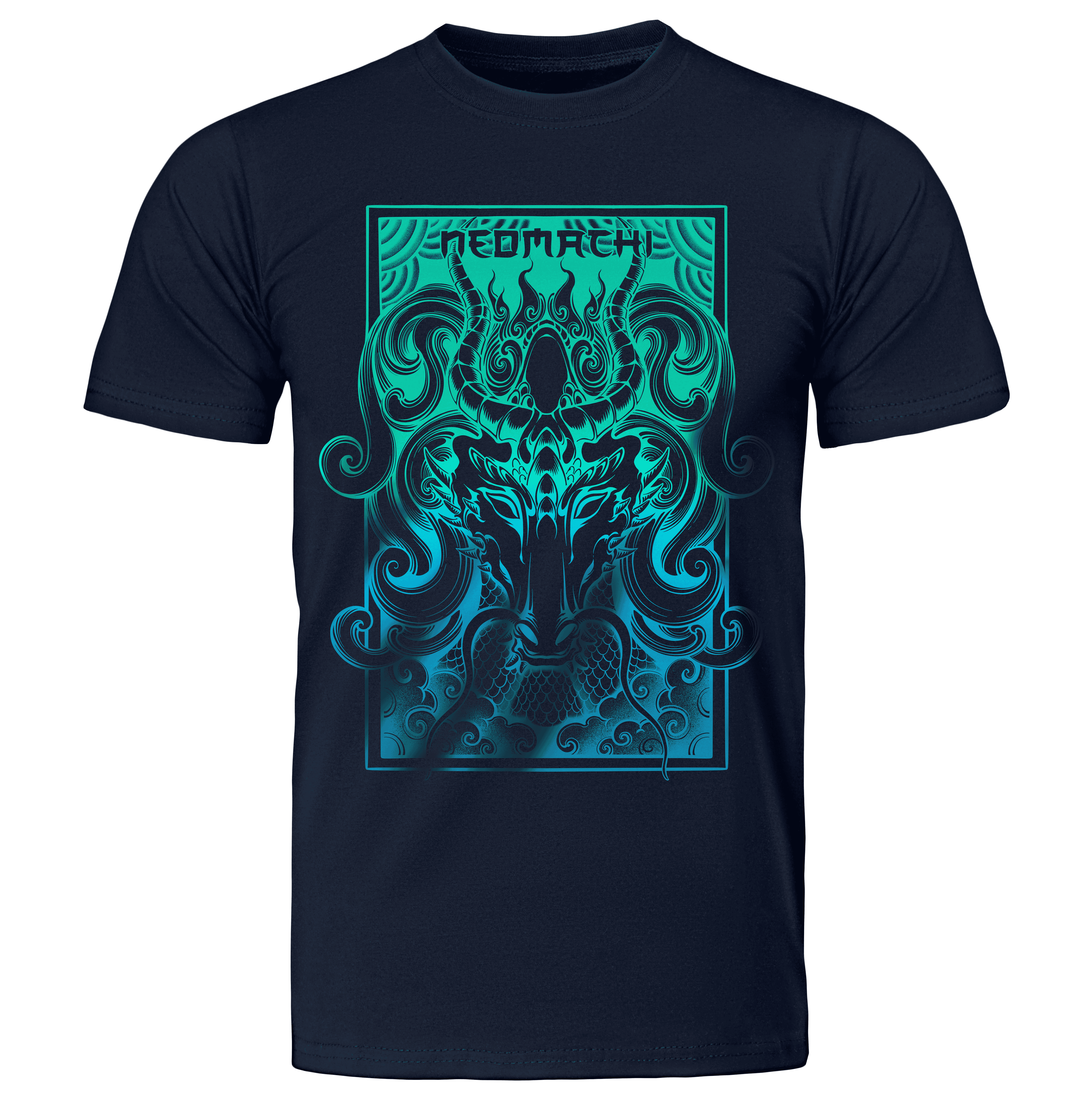 Kirin: T-shirt - Blue - Front - cyberpunk t-shirt - Neomachi