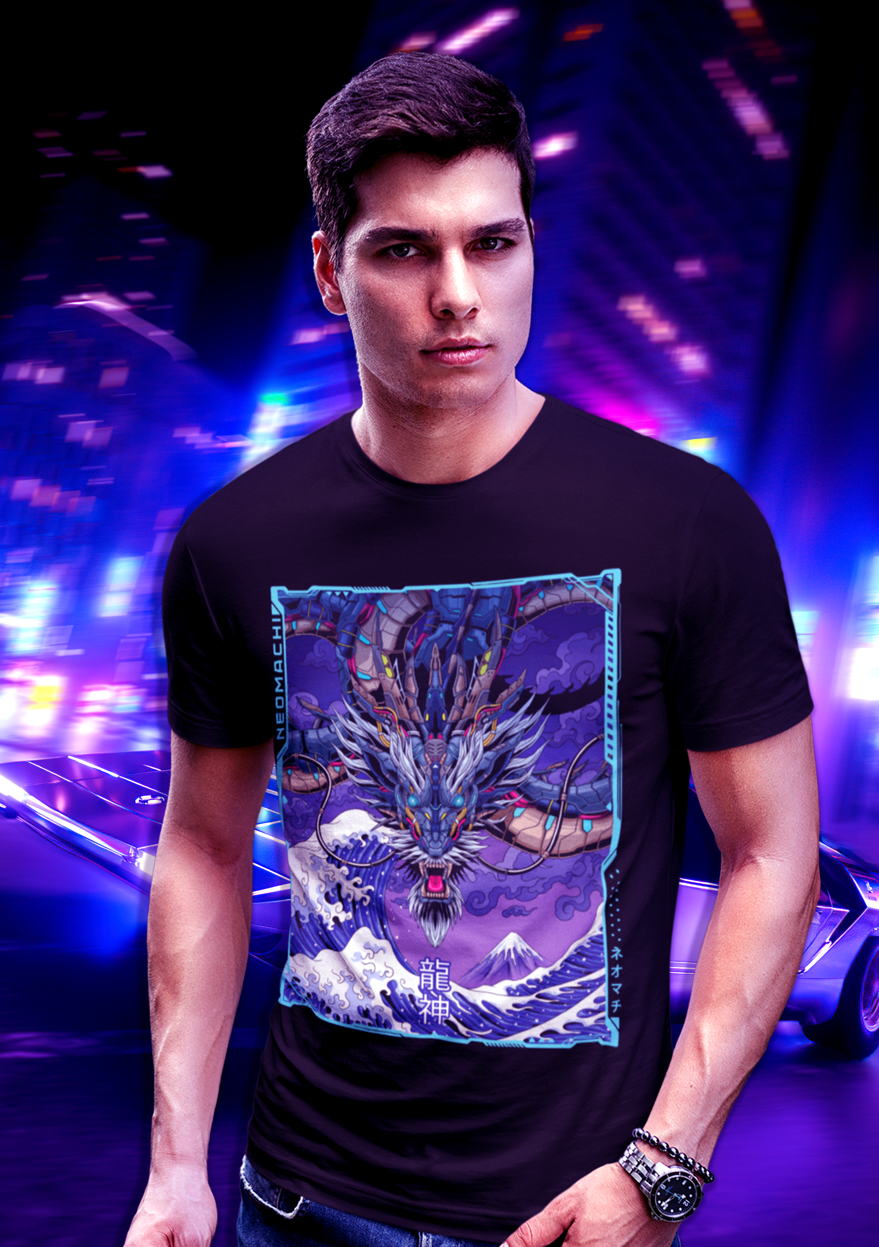 mecha dragon cyberpunk dragon design tshirt 