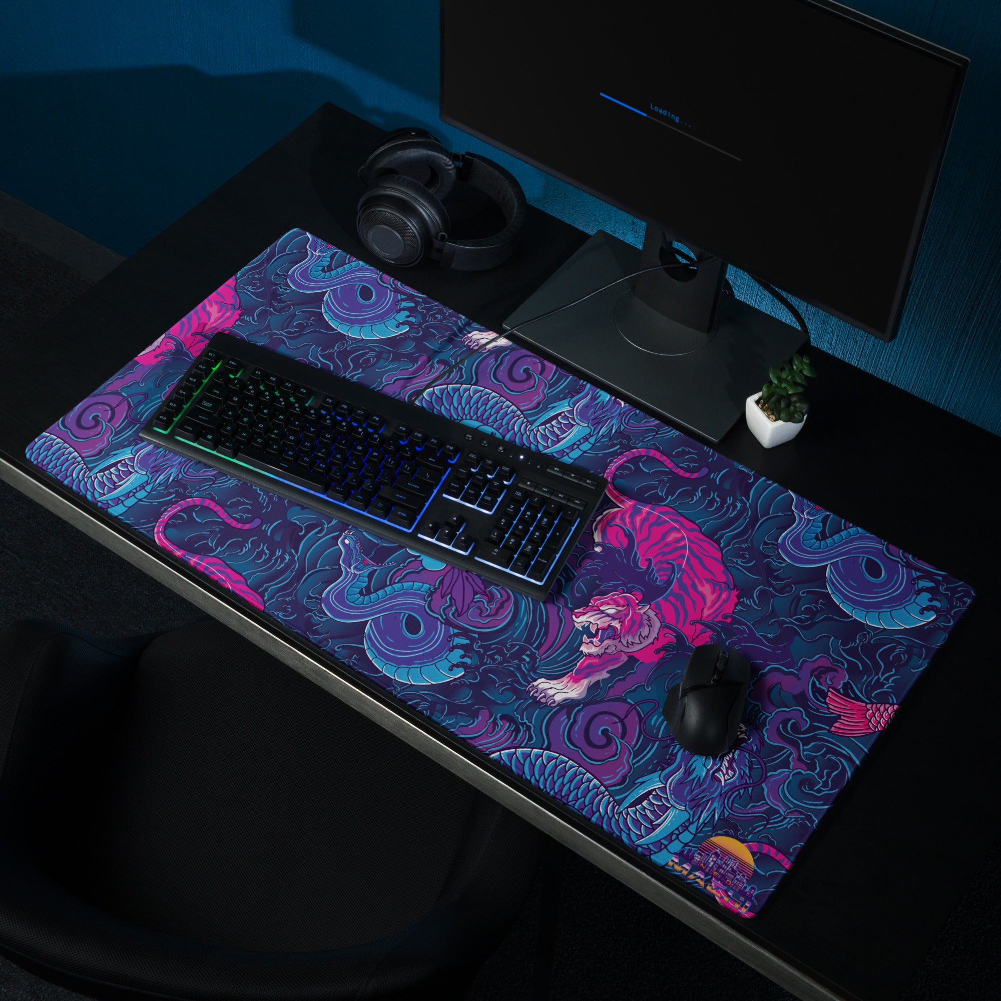 Picture of a IREZUMI neomachi mouse pad lying on a desk