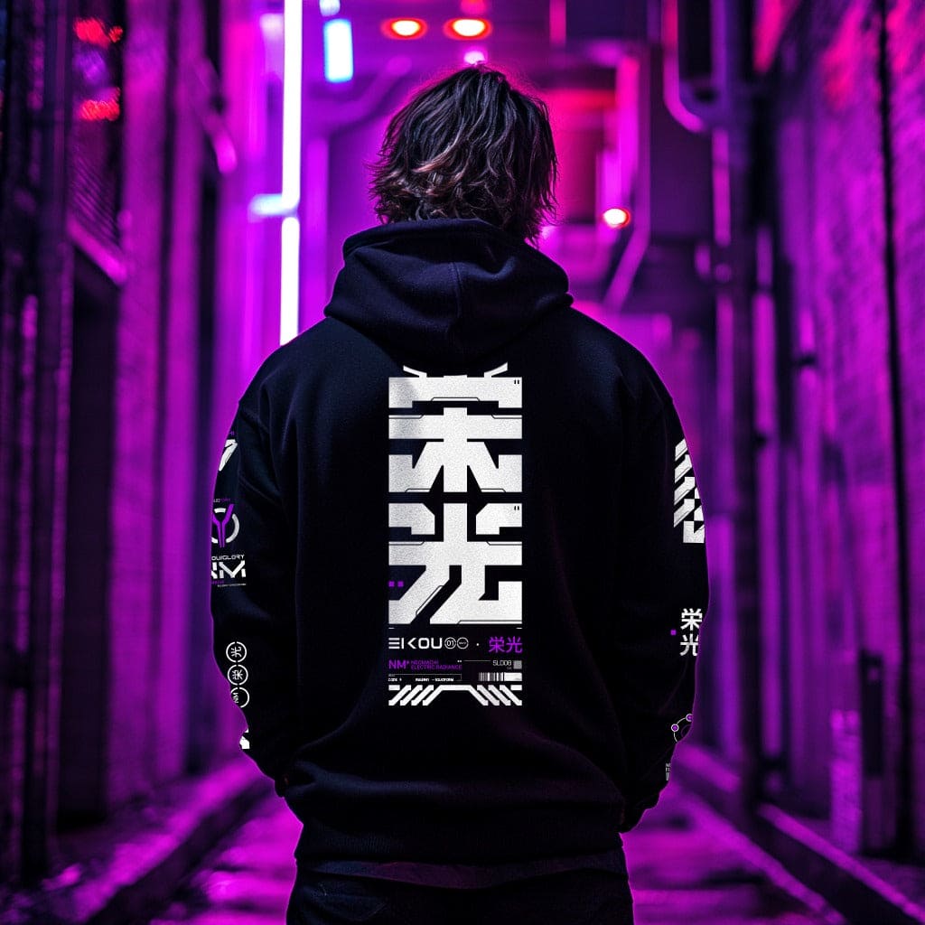 techwear cyberpunk hoodie black EIKOU