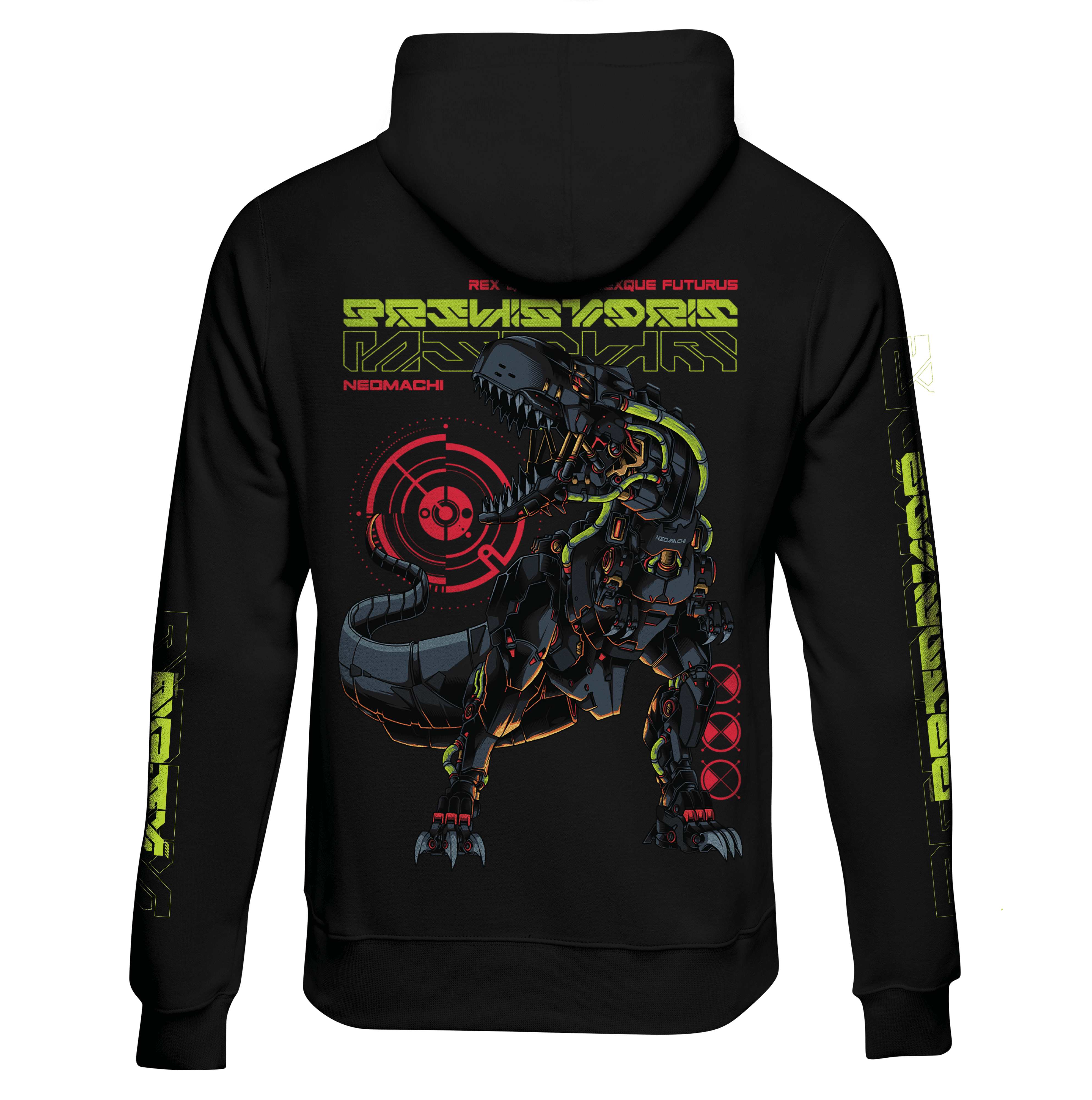 T-REX ZIP HOODIE Cyberpunk techwear Black trex