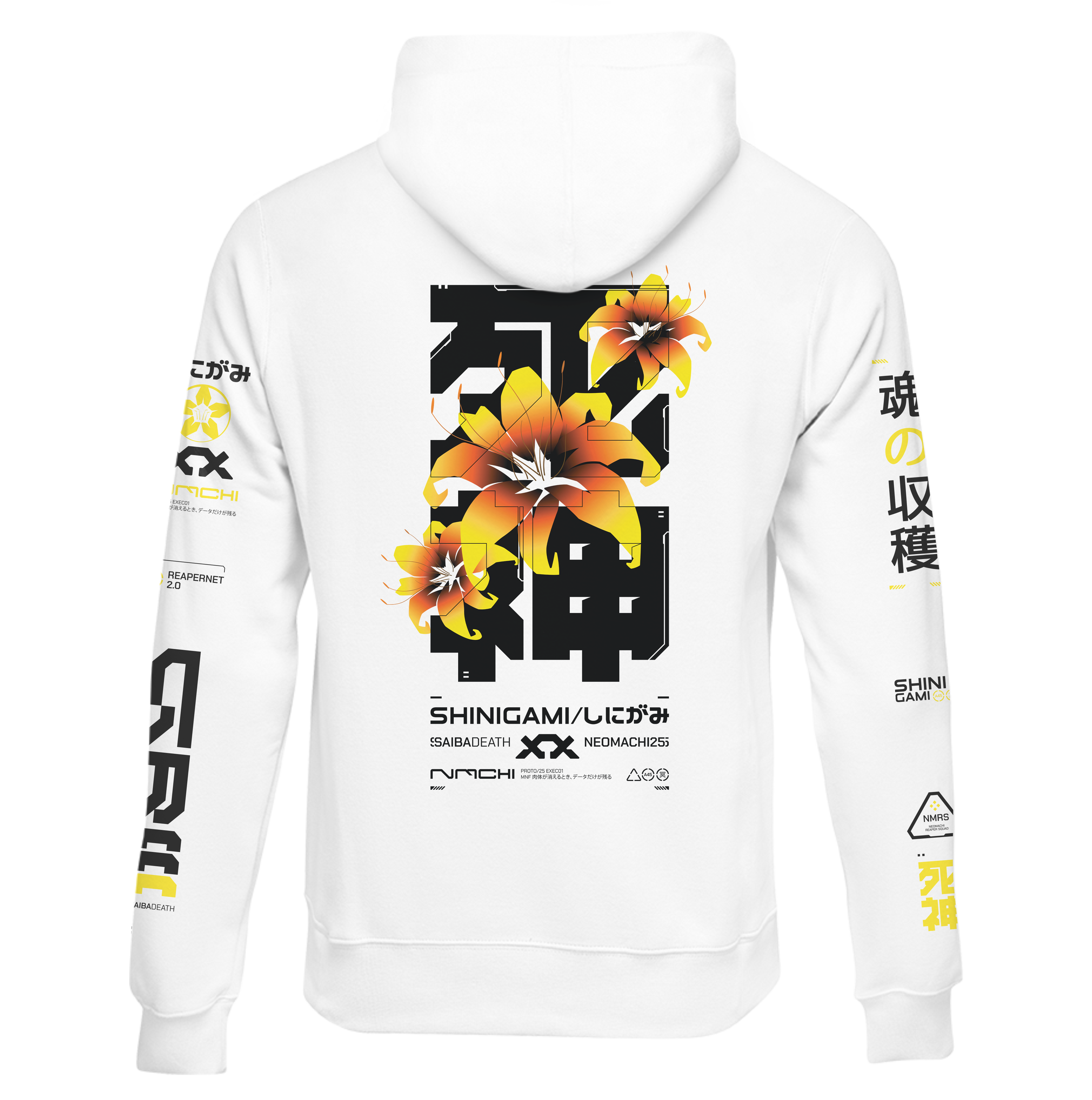 Shinigami cyberpunk hoodie techwear white