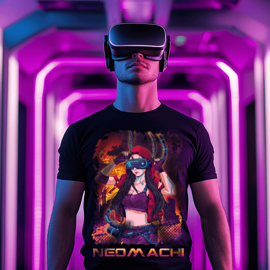 Nonfikushon: T-shirt - Black - Model Front - cyberpunk t-shirt - Neomachi