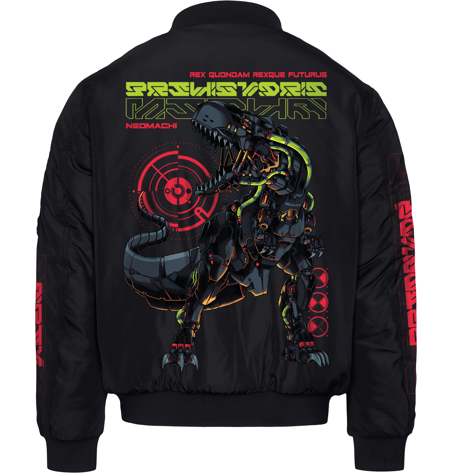 T-rex bomber techwear cyberpunk back black