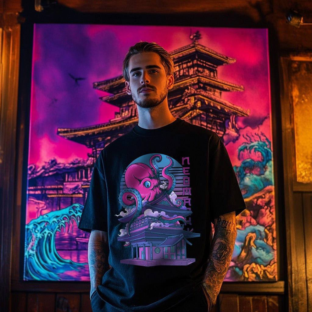 TAKO: T-SHIRT - Black - Front - cyberpunk T-SHIRT - Neomachi