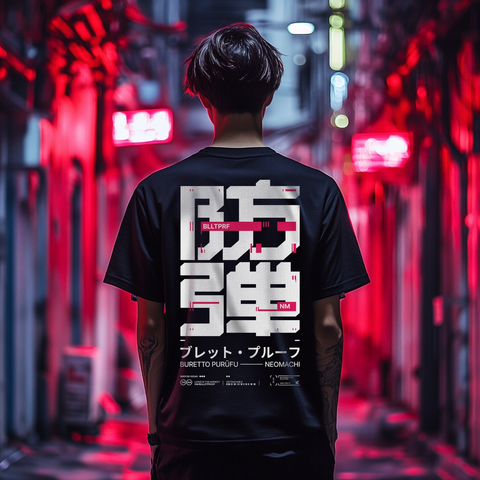 BLLTPRF cyberpunk techwear t-shirt black back 