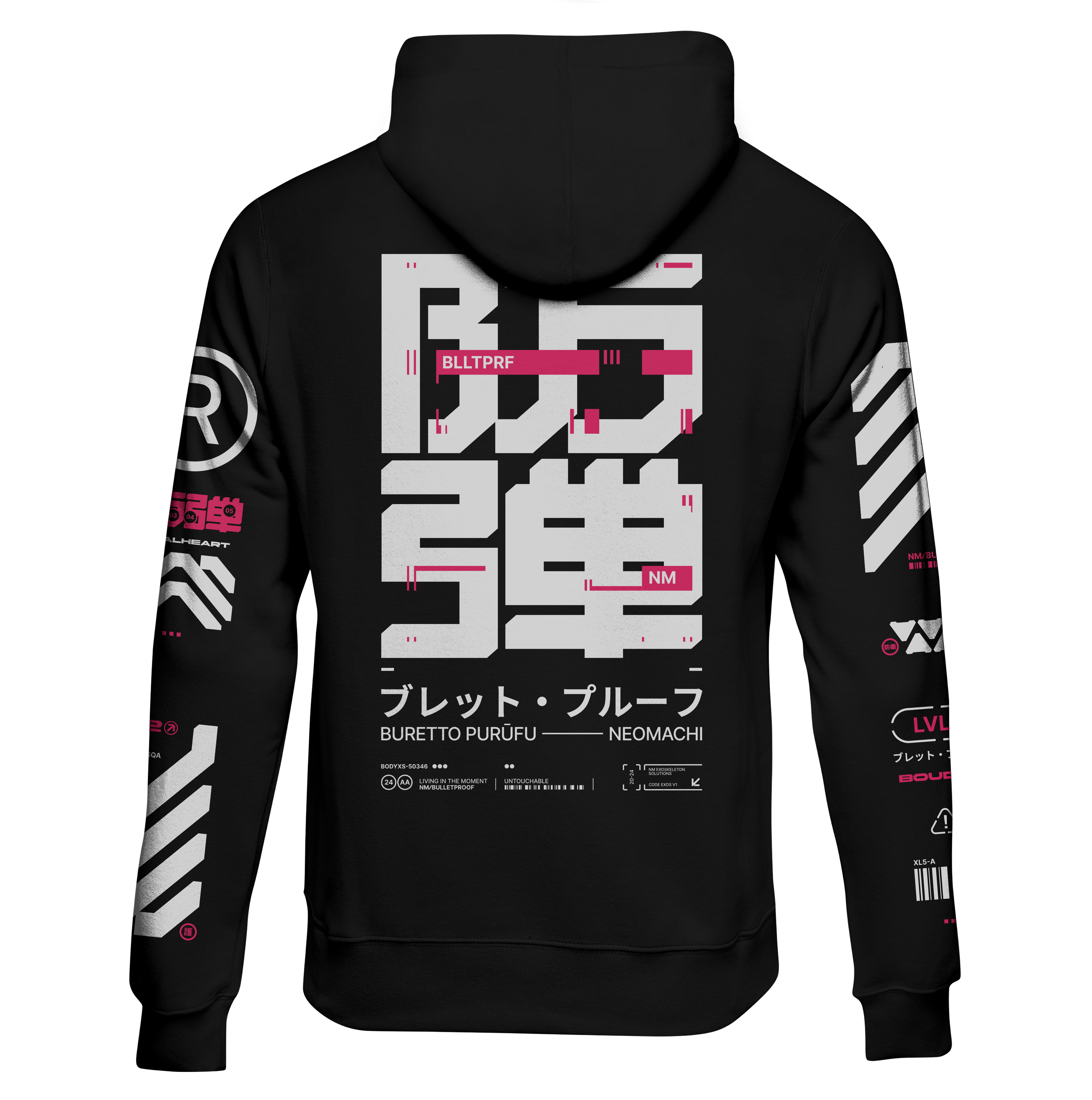 BLLTPRF black ZIP HOODIE Cyberpunk techwear