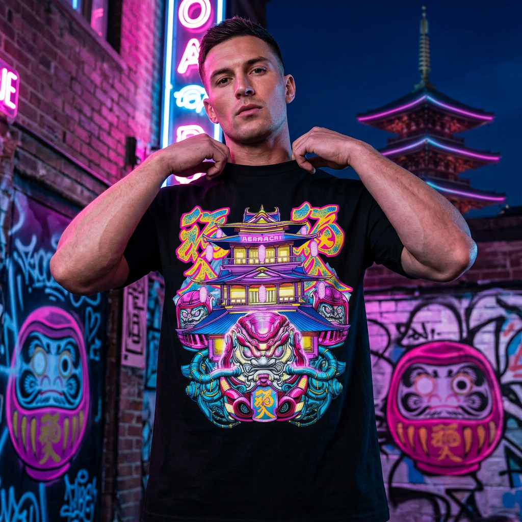 DARUMA: T - SHIRT - NEOMACHI - Cyberpunk - Techwear - Gaming