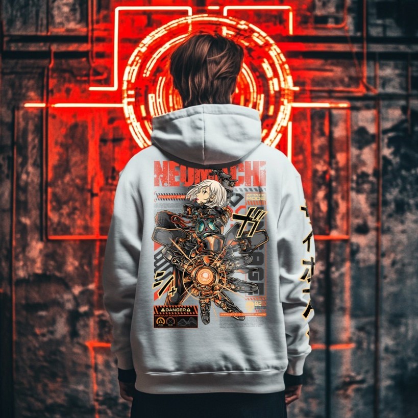 CYBORG HOODIE WHITE CYBERPUNK