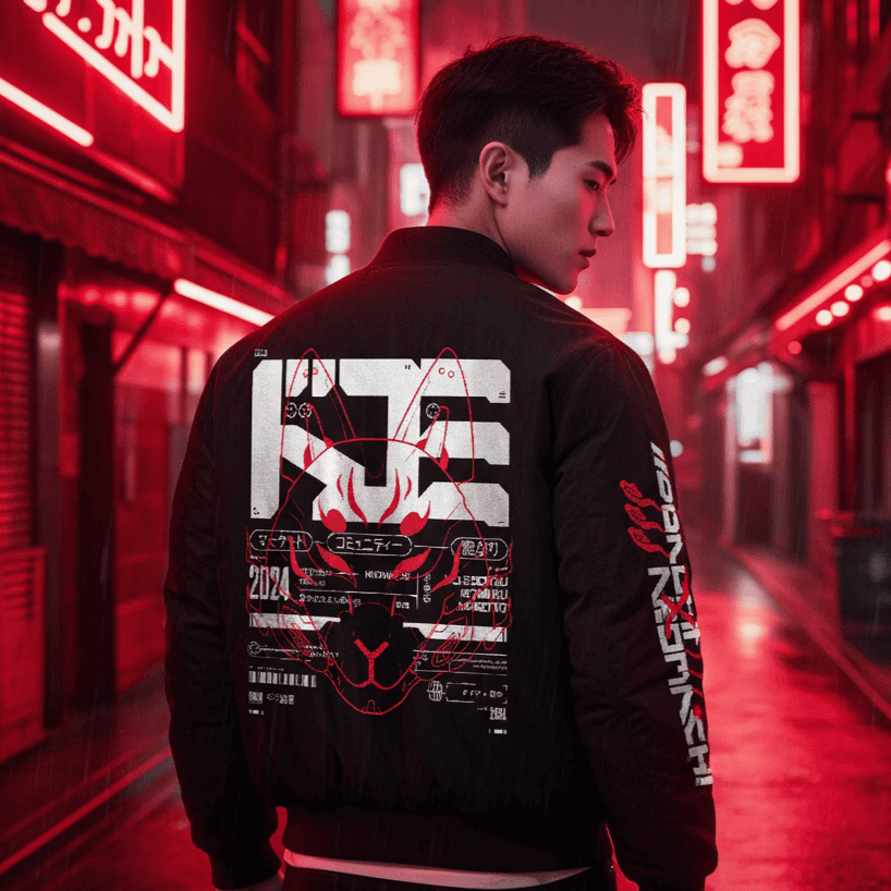 DKMIxNM: PREMIUM BOMBER - NEOMACHI - Cyberpunk - Techwear - Gaming