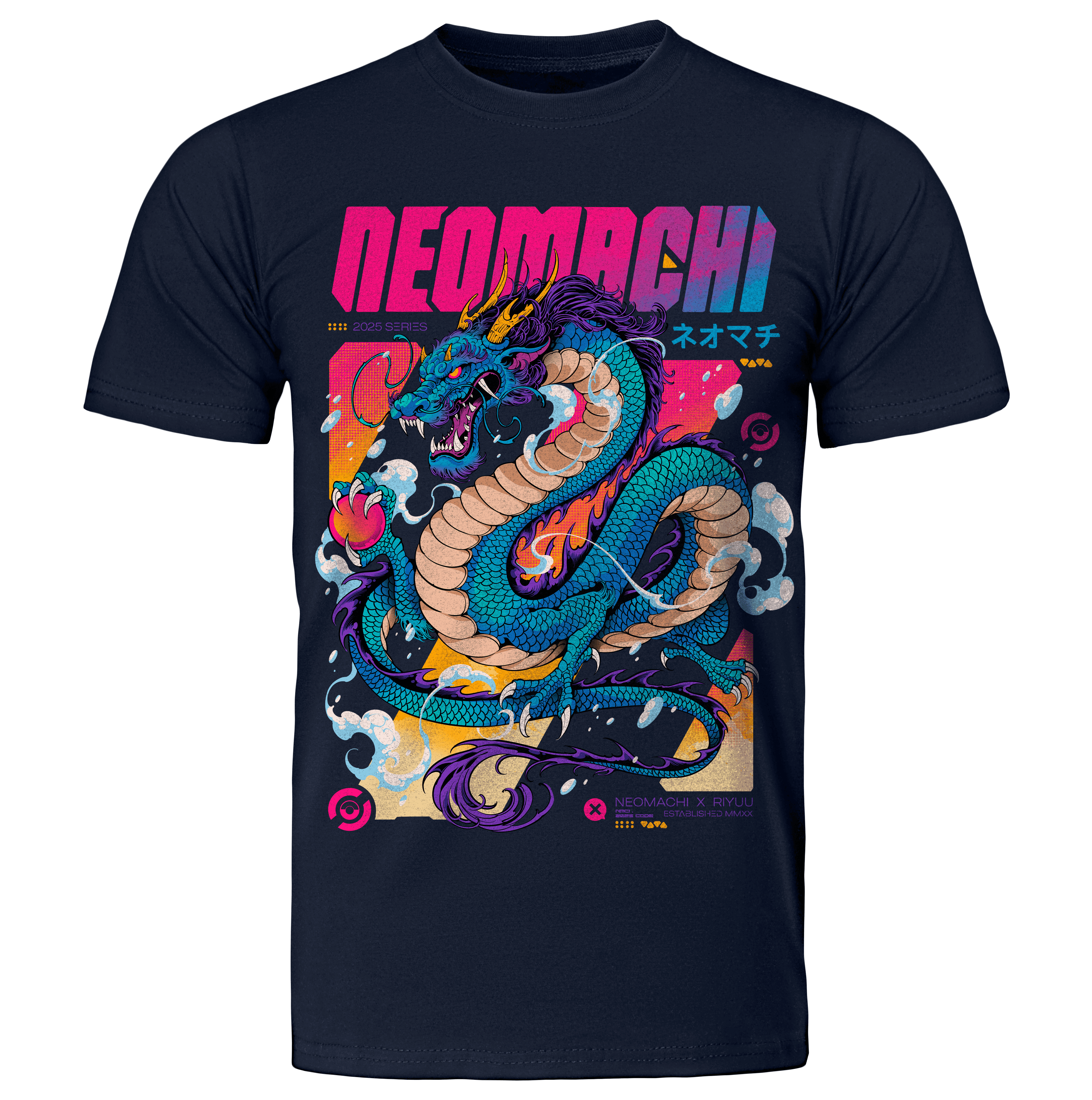 RYUU T-Shirt Cyberpunk Navy