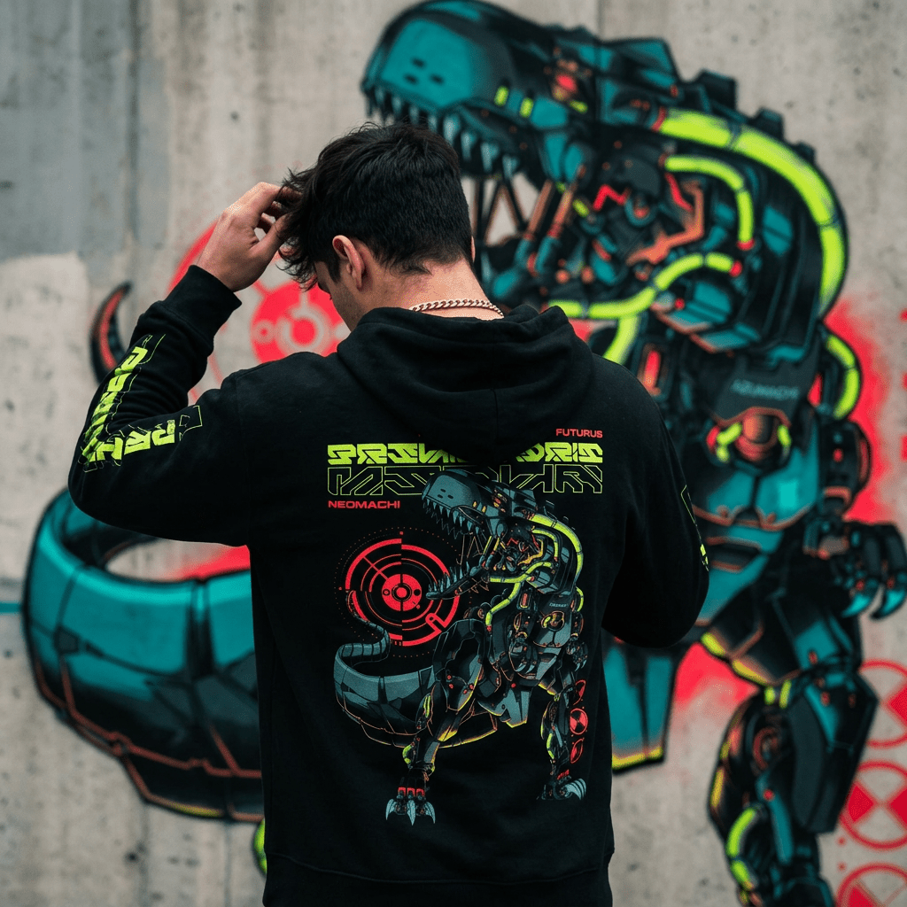 T - REX: HOODIE - NEOMACHI - Cyberpunk - Techwear - Gaming