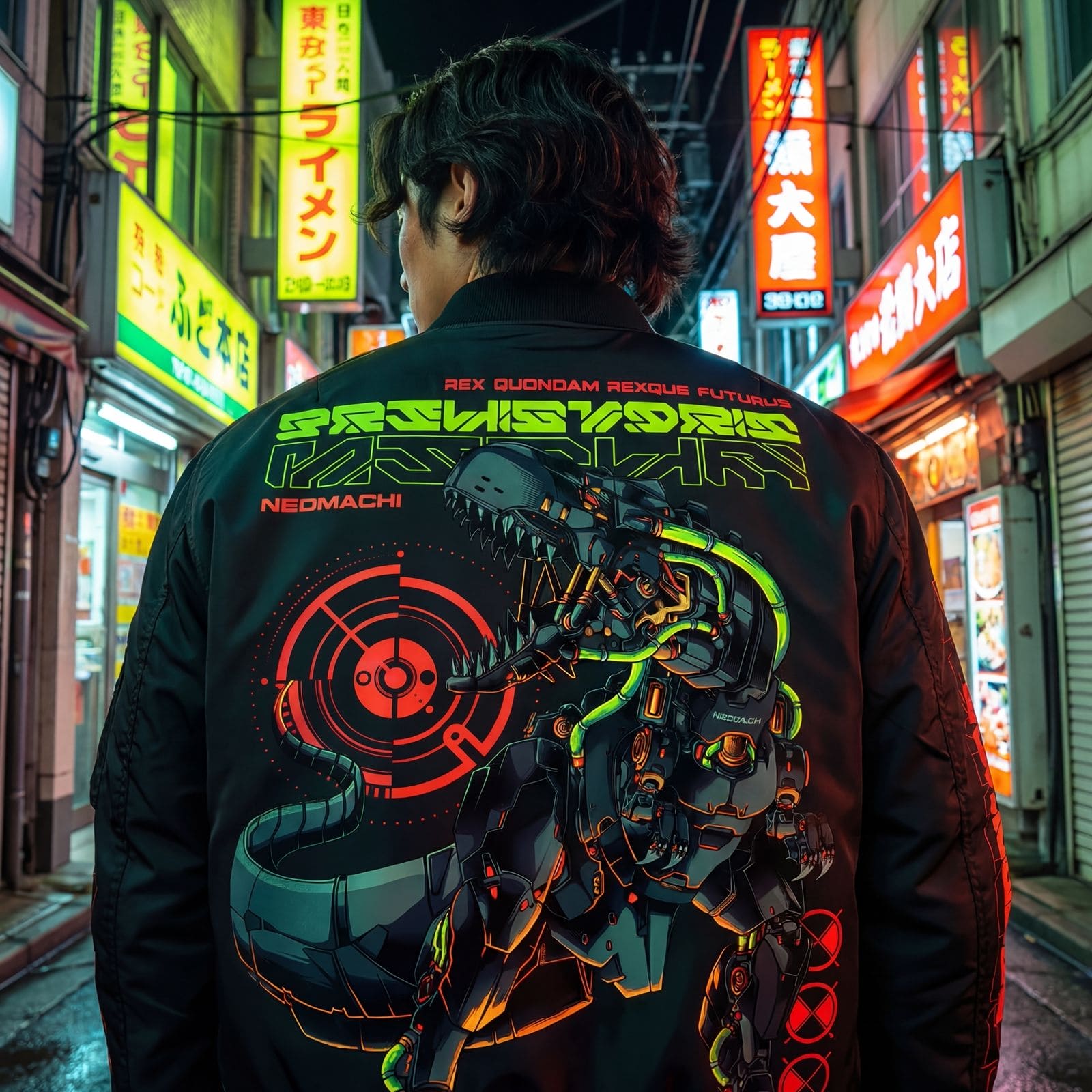 Cyberpunk Techwear: Japanese Inspired T-Rex Hoodie Design