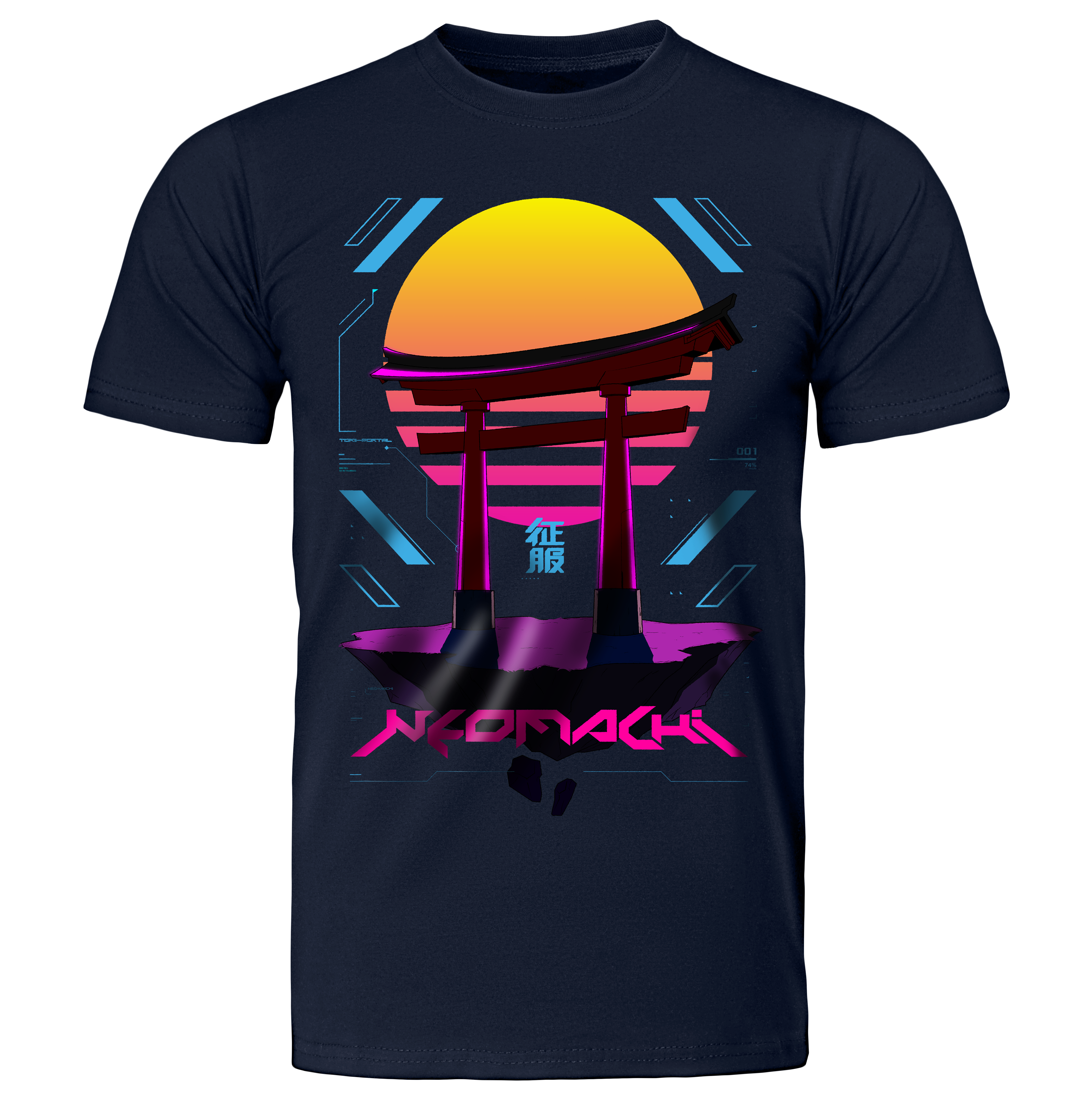 TORII: T-SHIRT - Navy - Front - cyberpunk t-shirt - Neomachi