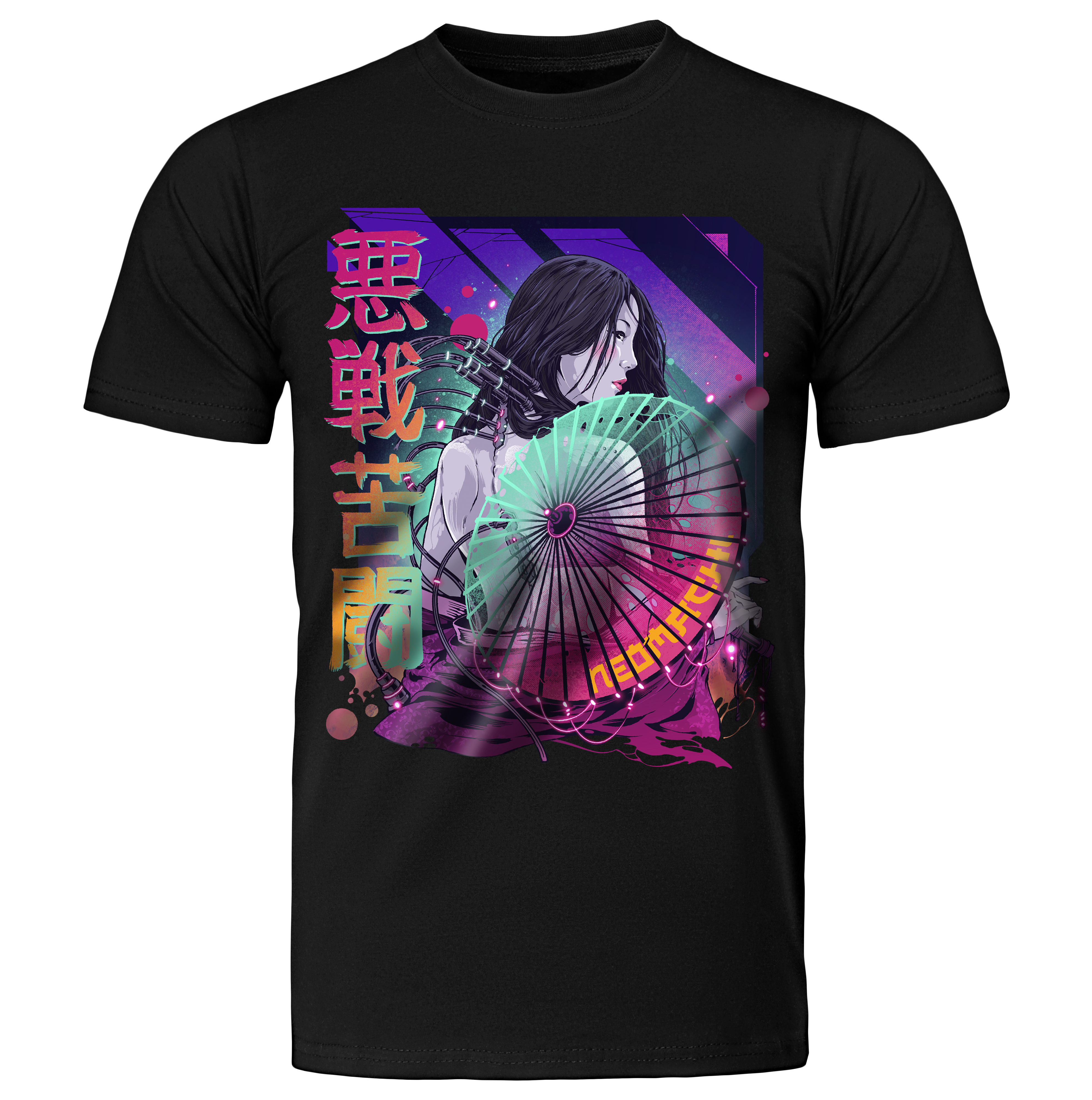 Kasa T-shirt - Black - Front - cyberpunk t-shirt - Neomachi