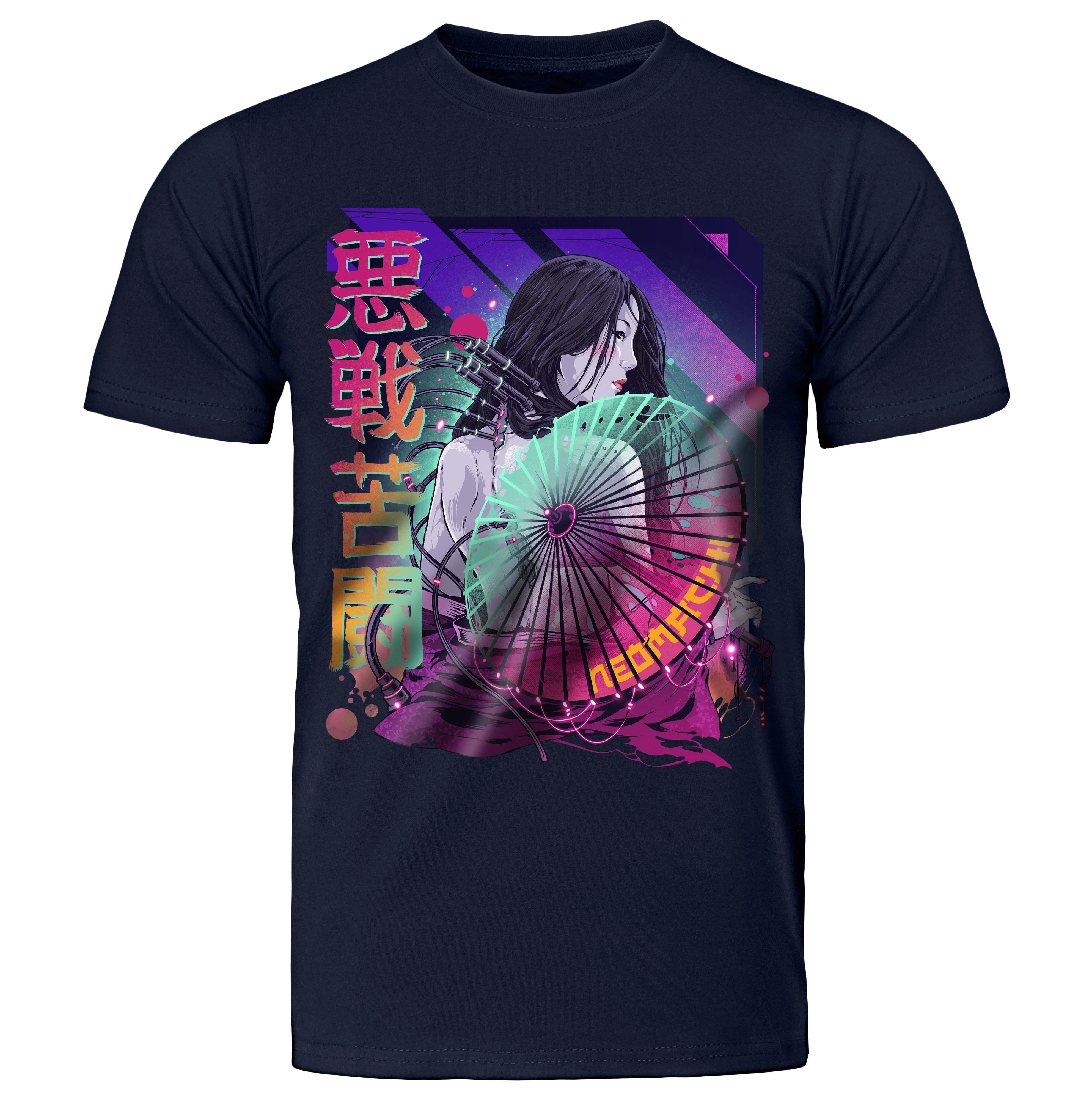 Kasa T-shirt - Blue - Front - cyberpunk t-shirt - Neomachi