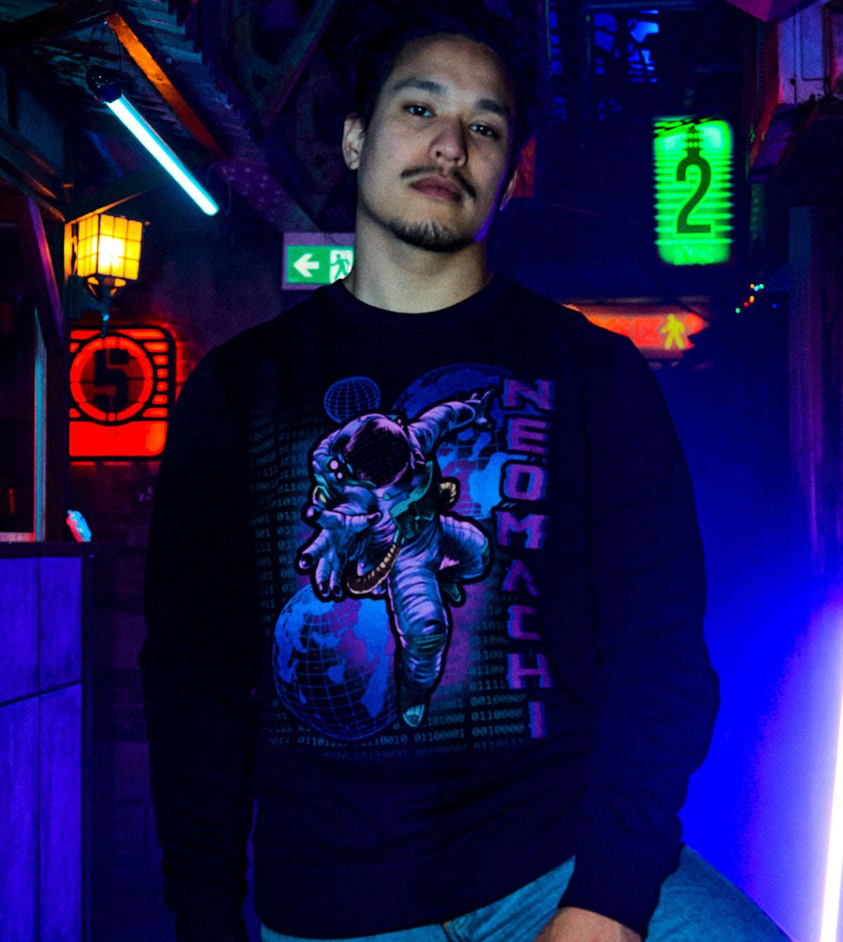 SAIBĀSUPĒSU: SWEATER - Black - Model Front  - cyberpunk sweaters - Neomachi