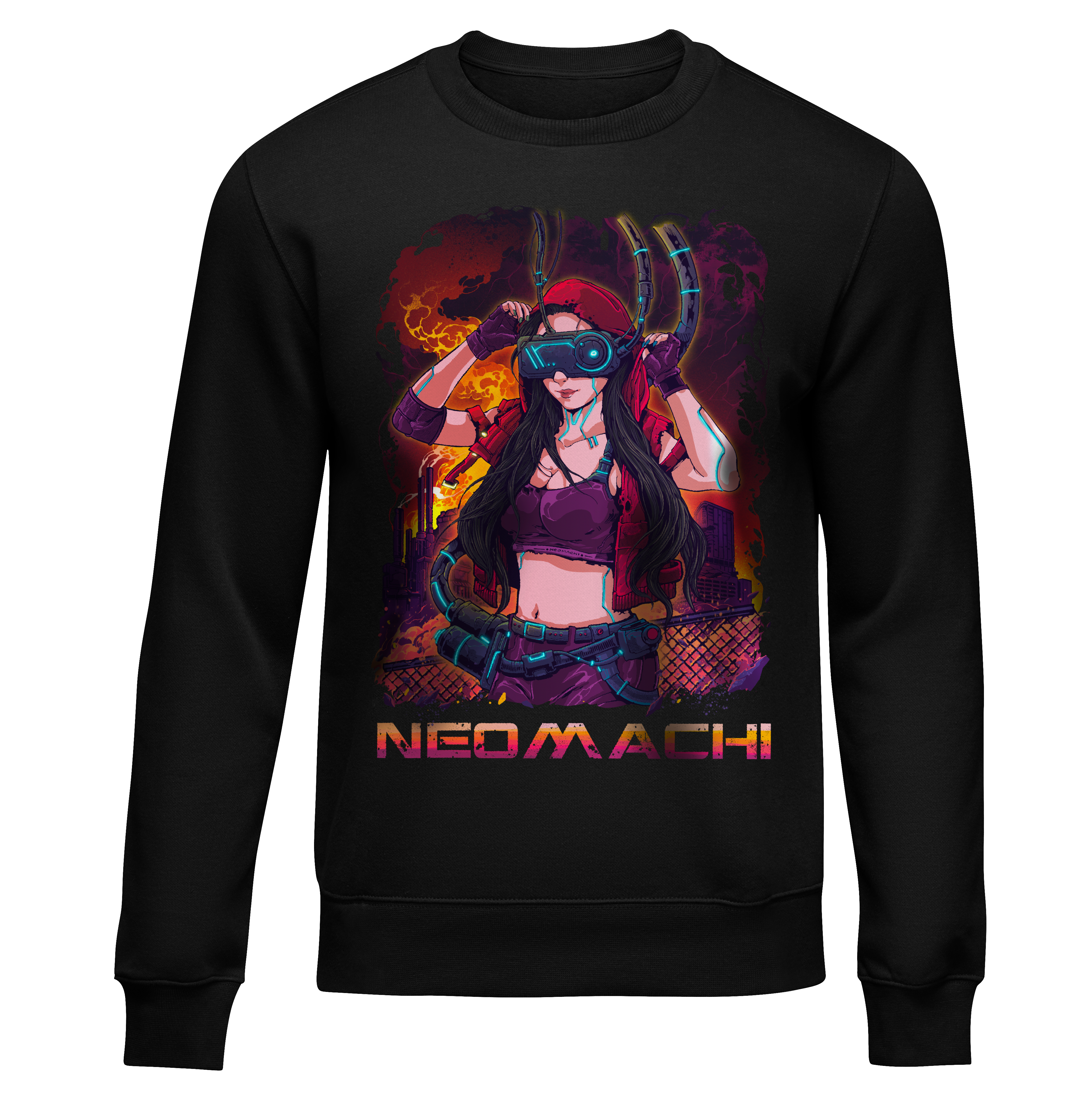 Nonfikushon: Sweater - Black - Front - cyberpunk sweaters - Neomachi
