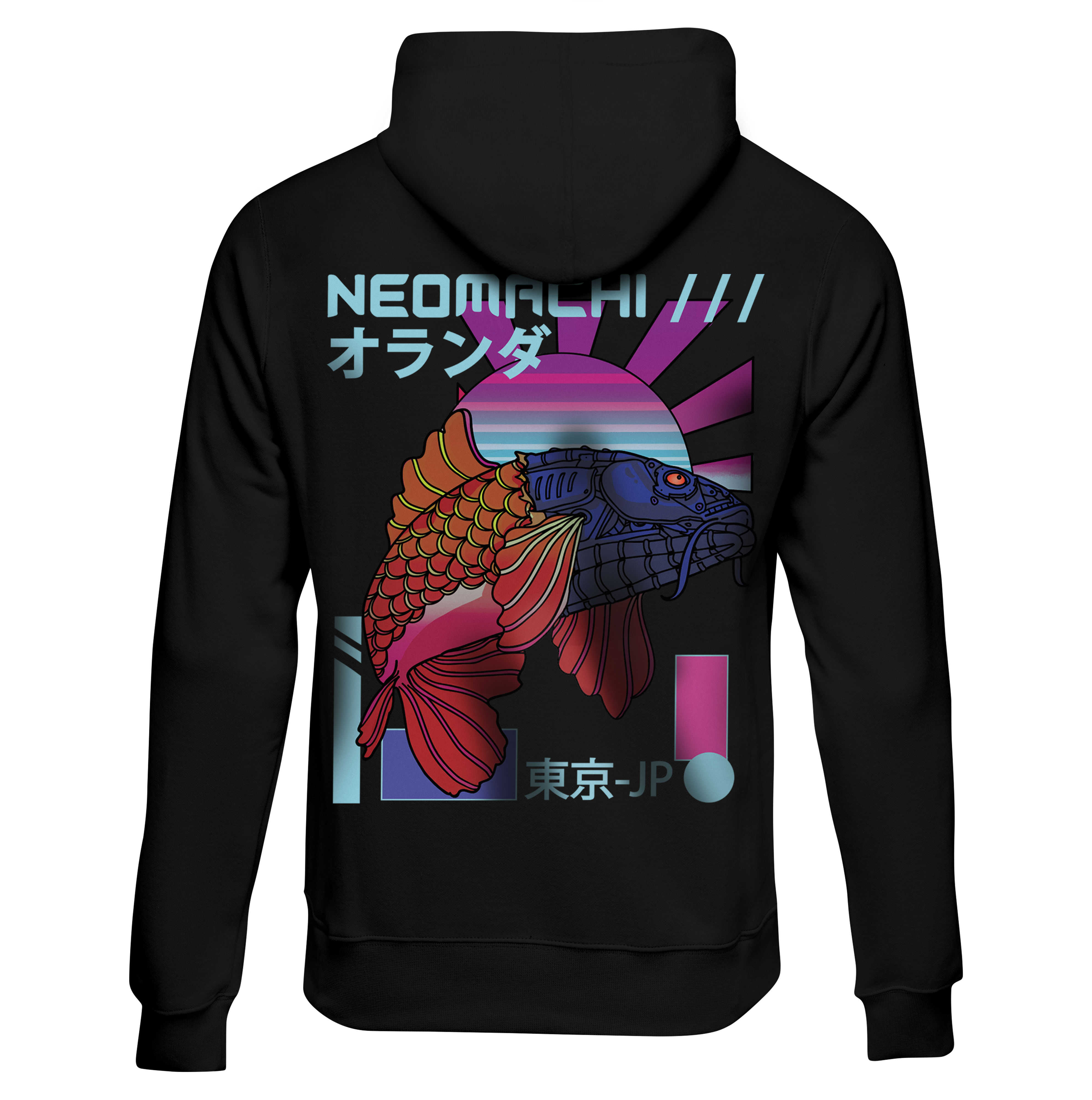 Seiji hoodie - Black - back - cyberpunk sweaters - Neomachi