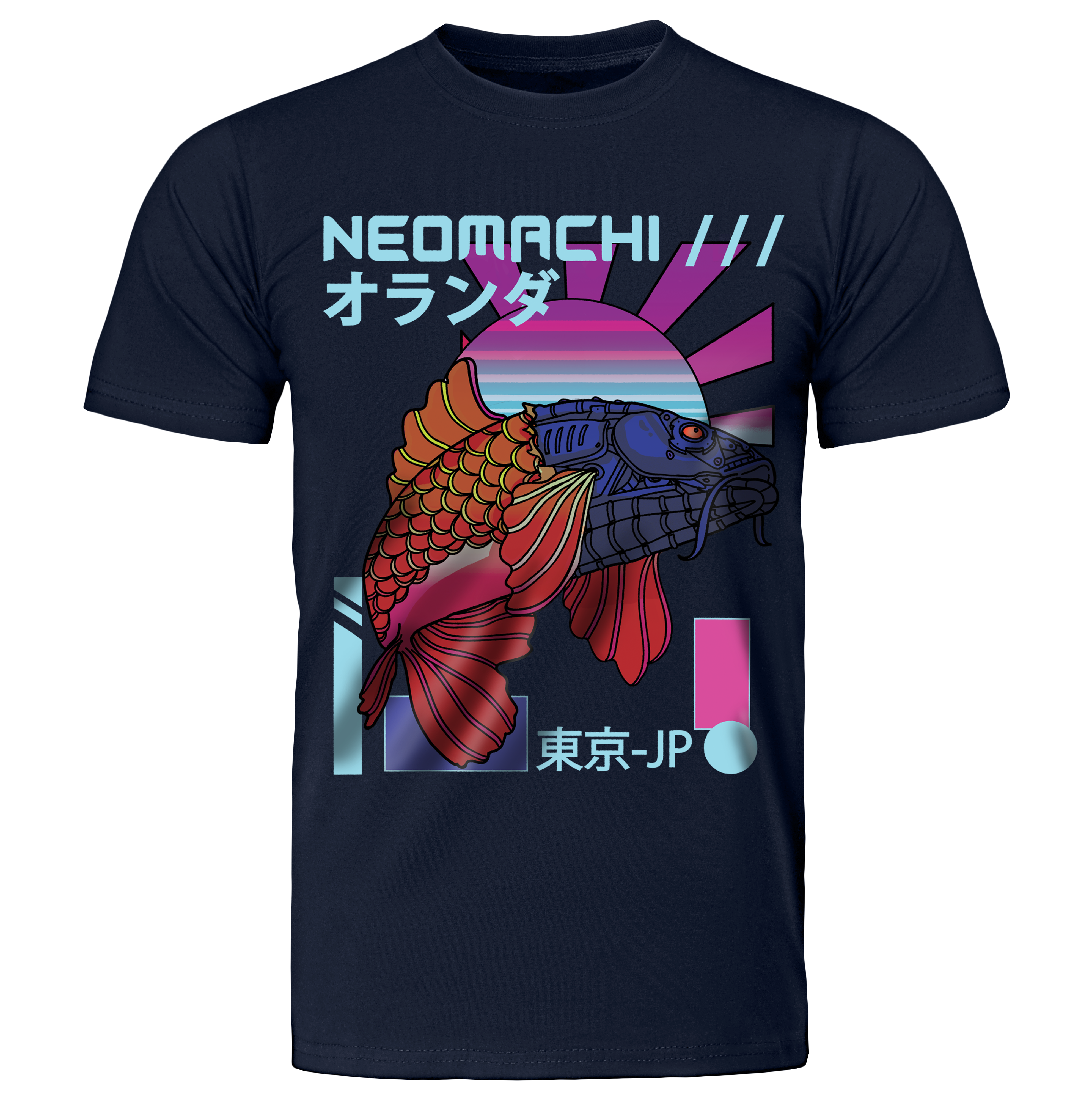 SEIJI: T-SHIRT - Navy - Front - cyberpunk t-shirt - Neomachi