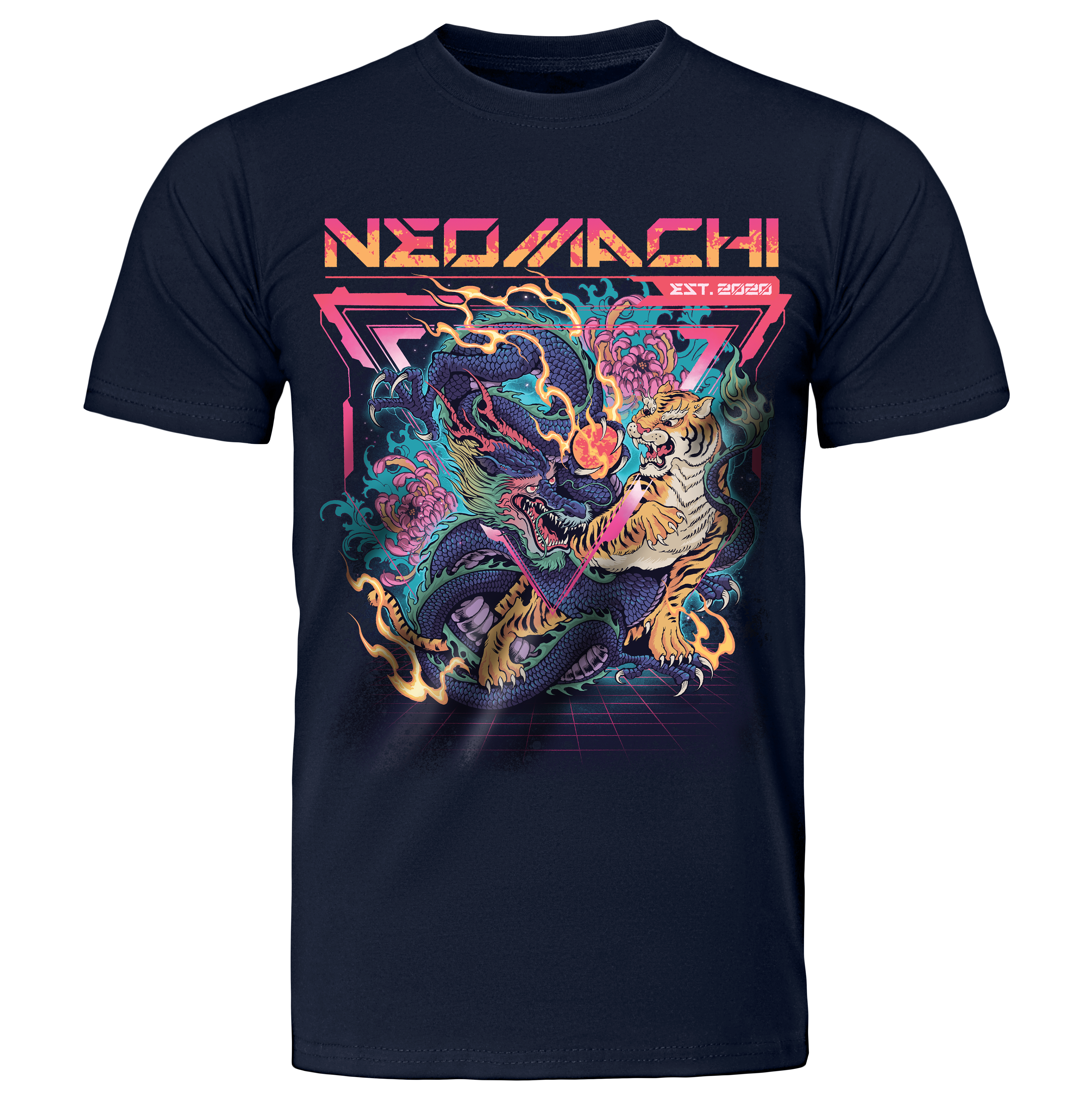 SENTŌ: T-SHIRT - Navy - Front - cyberpunk t-shirt - Neomachi