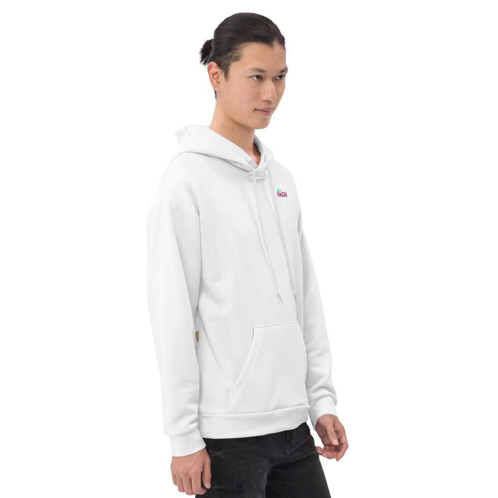 Saibogu hoodie - White - Model Side 2 - cyberpunk sweaters - Neomachi