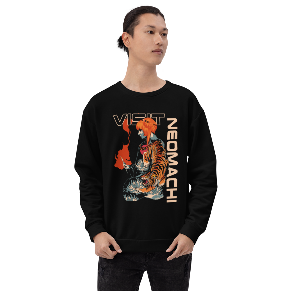 Hageshī Sweater - Black - Japanese Model Front - cyberpunk sweaters - Neomachi
