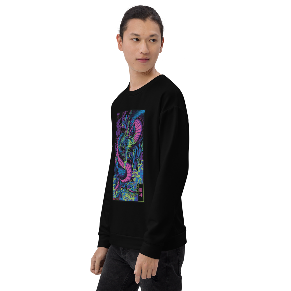 RYUJIN: SWEATER - Black - Japanese Model Front - cyberpunk sweaters - Neomachi