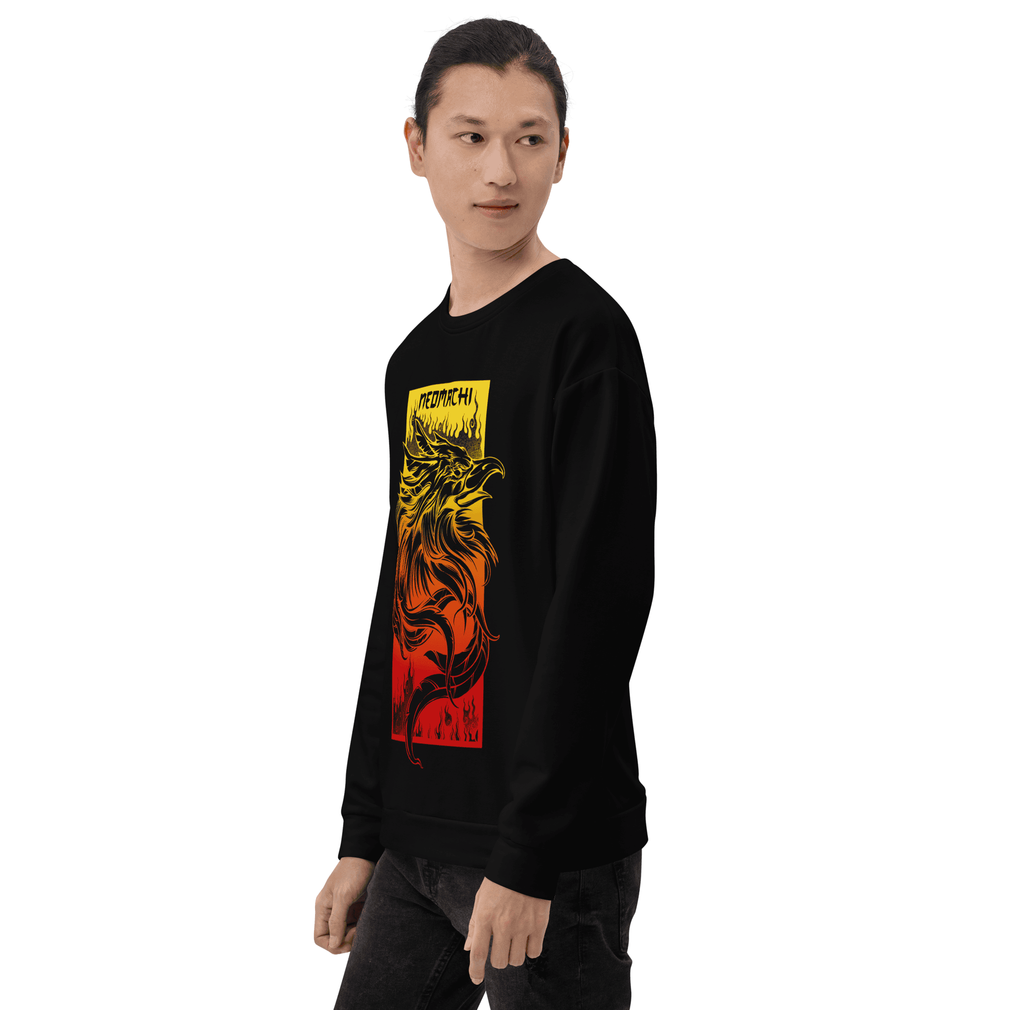 Hinotori Sweater - Black - Japanese Model Front Side 1 - cyberpunk sweaters - Neomachi