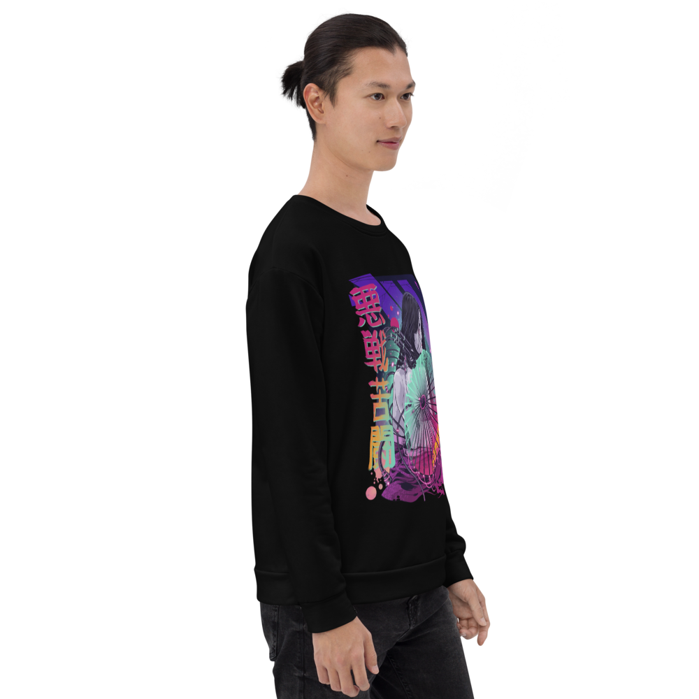 Kasa Sweater - Black - Japanese Model Front Side 2 - cyberpunk sweaters - Neomachi