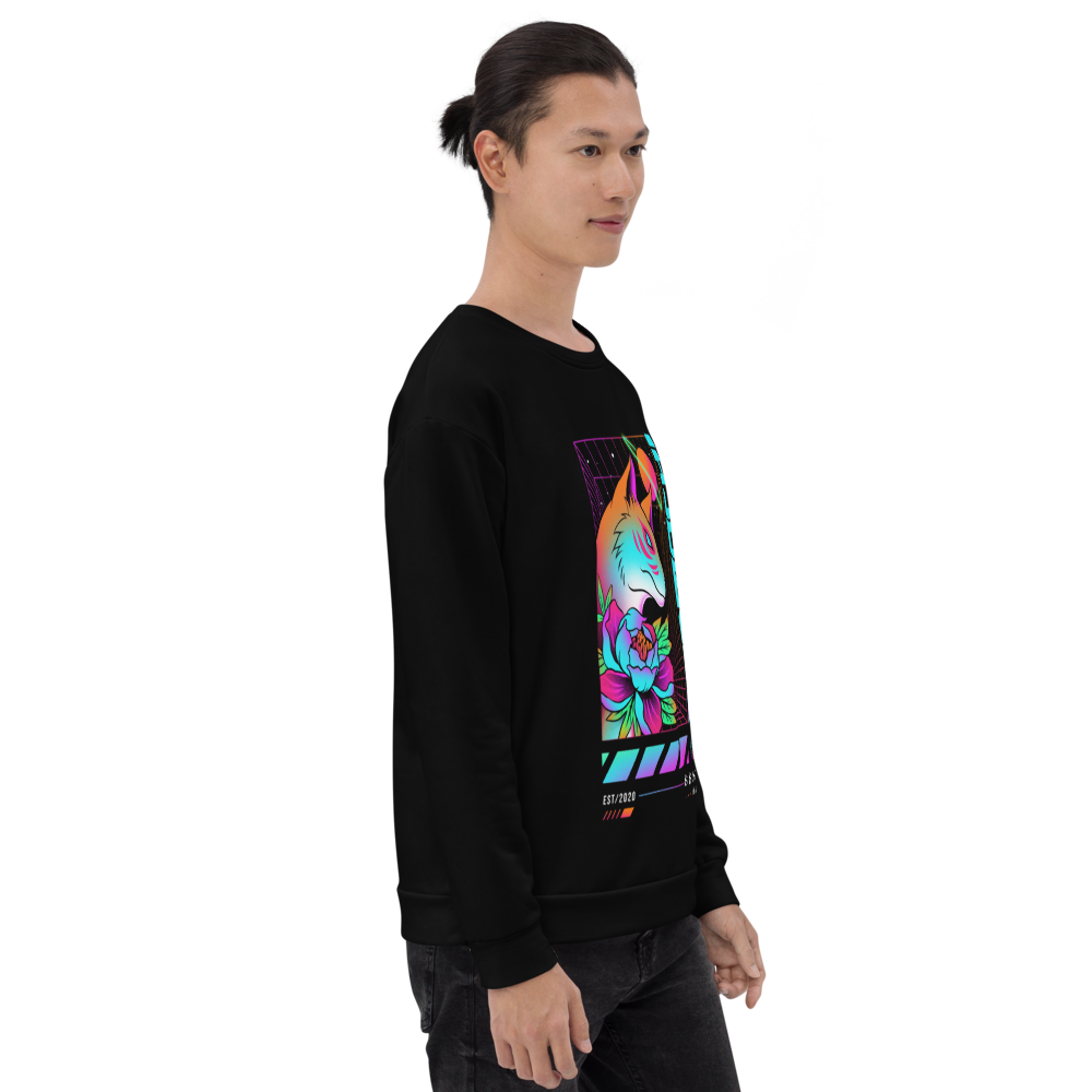 Ōkami: Sweater - Black - Japanese Model Front Side 2 - cyberpunk sweaters - Neomachi