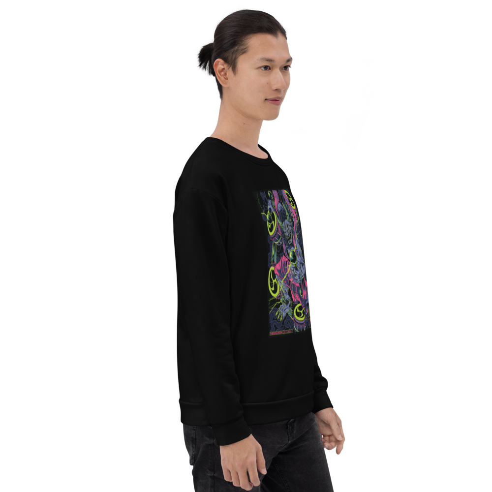 Raijin: Sweater - Black - Japanese Model Front Side 1 - cyberpunk Hoodie - Neomachi