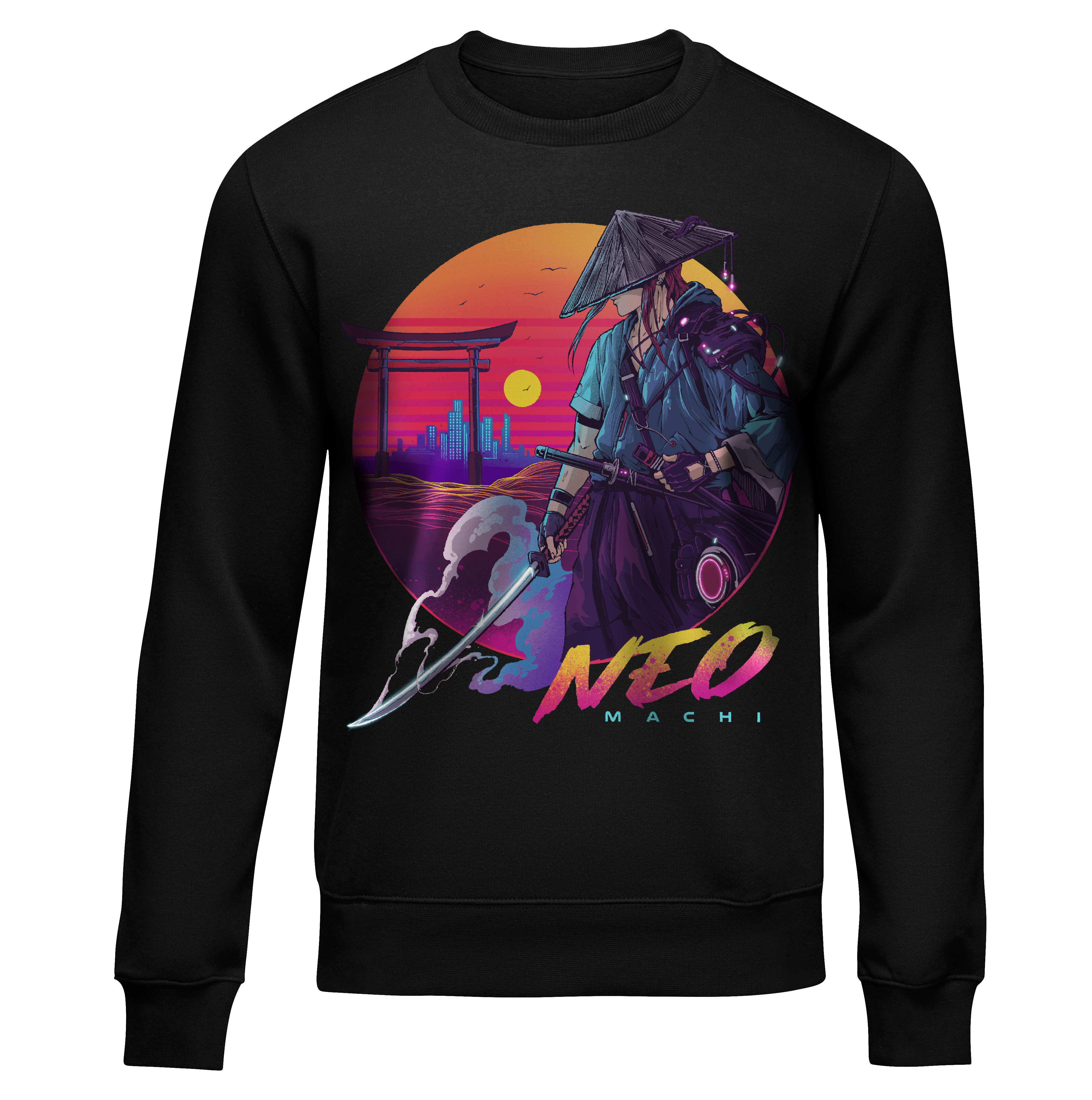 RŌNIN: SWEATER - Black - Front - cyberpunk sweaters - Neomachi