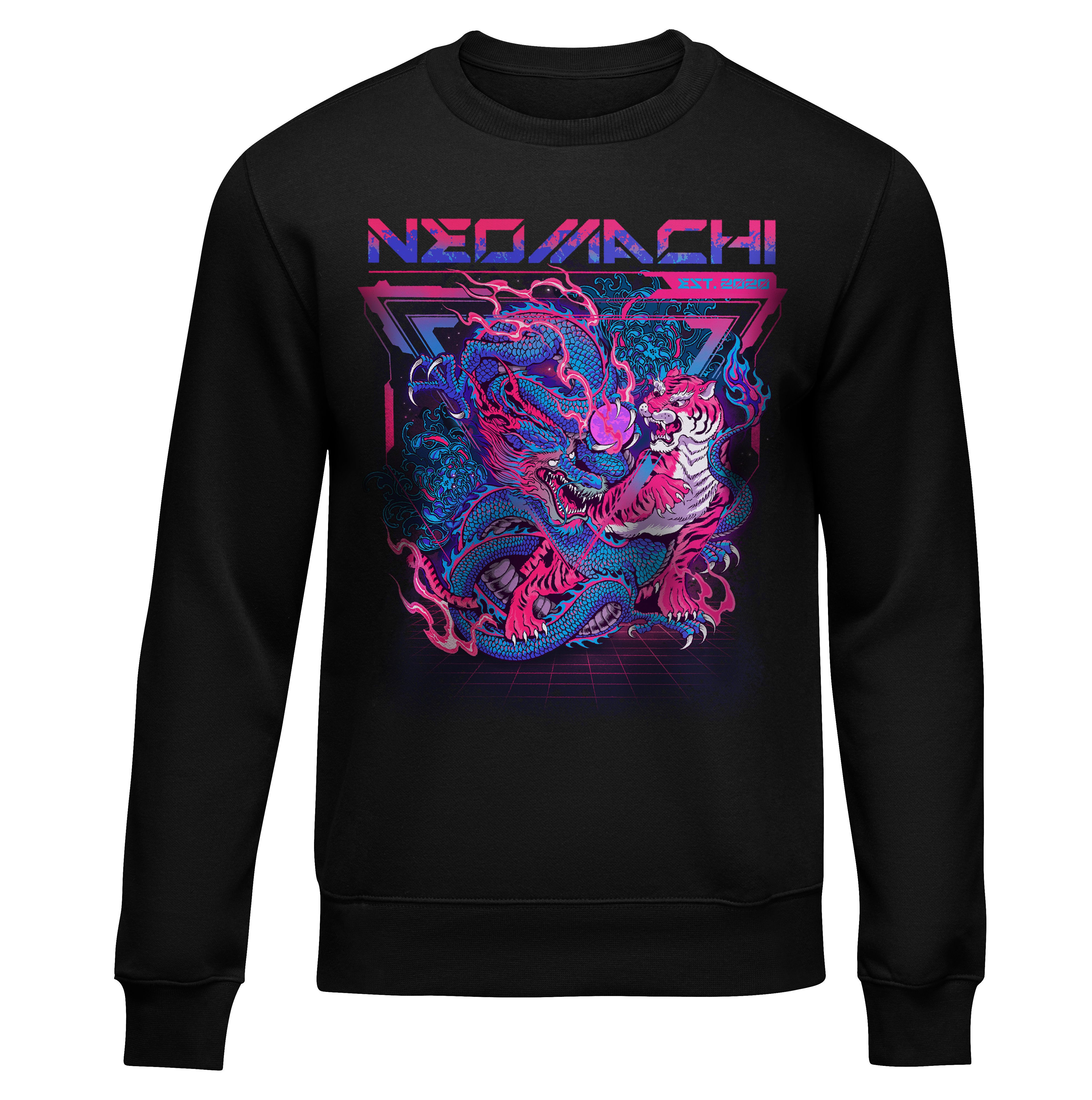 Cyberpunk Sweater Neon Vaporware Tiger Dragon Neomachi