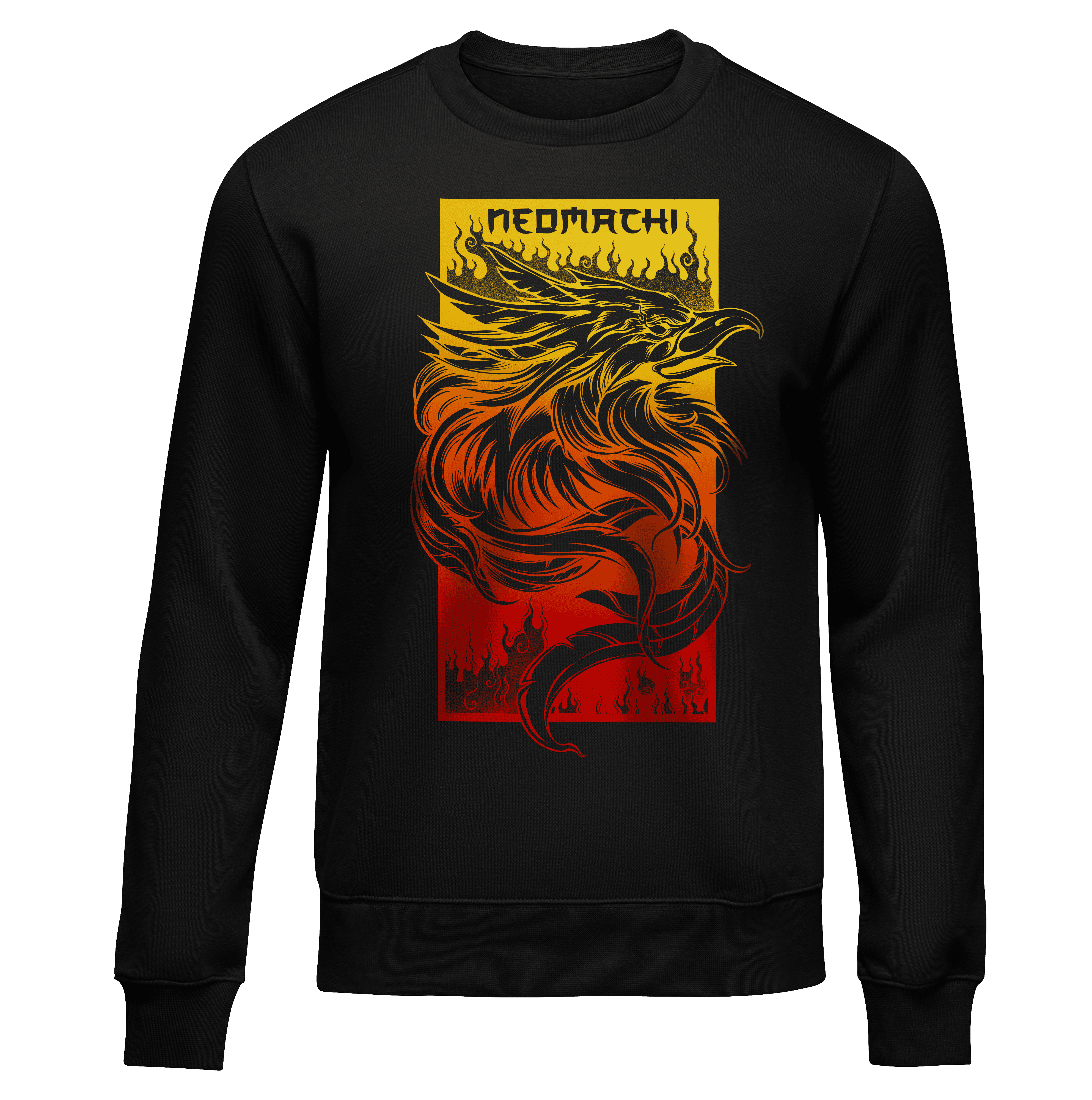 Hinotori Sweater - Black - Front - cyberpunk sweaters - Neomachi