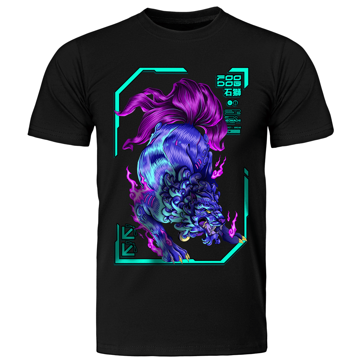 FOO DOG: T - SHIRT - NEOMACHI - Cyberpunk - Techwear - Gaming