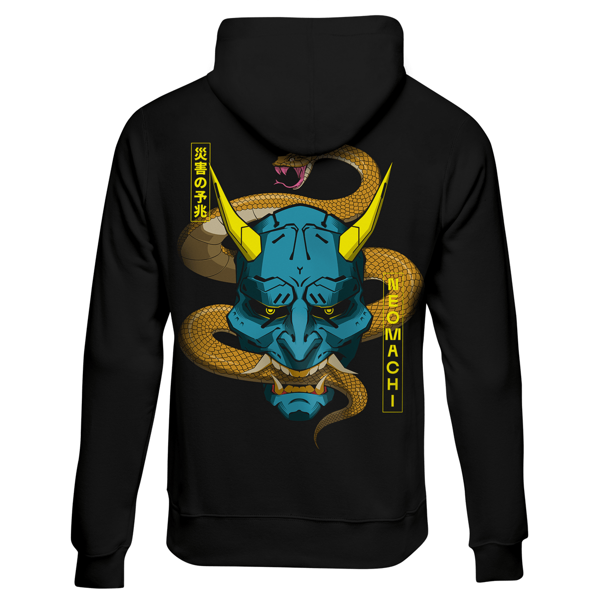 HEBI snake and Hannya mask cyberpunk hoodie by NEOMACHI