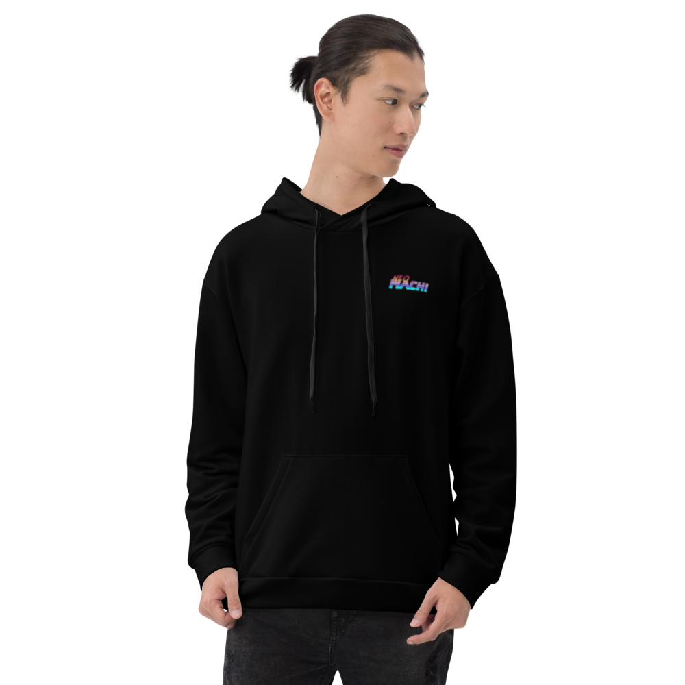 Debido hoodie - Black - Model Front - cyberpunk sweaters - Neomachi