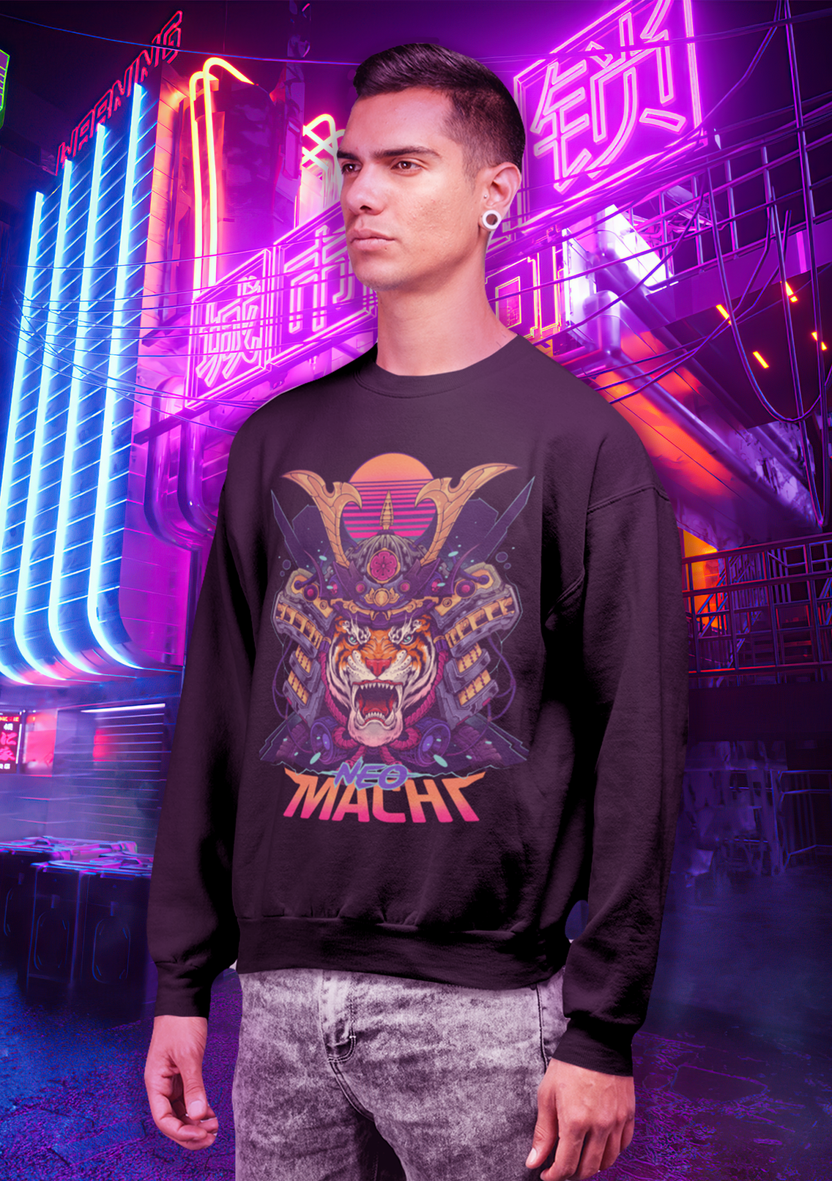 SAMURAITAIGĀ: SWEATER - NEOMACHI - Cyberpunk - Techwear - Gaming